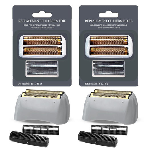 White Smoke OXSITO 2Pack Gold Pro Foil and Cutters Replacement for Andis TS-1, TS-2 (17150/17155/17200) Shavers. (Foil Replacement x2, inner cutters x4)