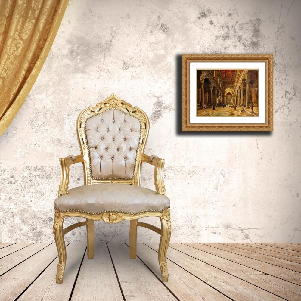 Gray ArtDirect Intérieur d’église Custom Framed Art Print Giclee Print or Canvas Options with Various Sizes and Customization by Giovanni Lanza