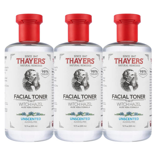 Lavender THAYERS Alcohol-Free Unscented Witch Hazel Toner with Aloe Vera, 12 Fl Oz (Pack of 3)