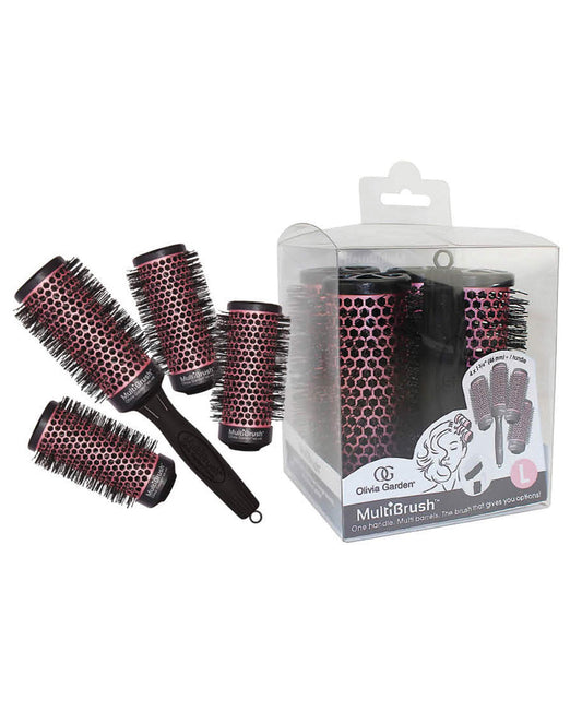 White Smoke Olivia Garden MultiBrush Detachable Thermal Styling Hair Brush (5-Piece Kit 1 3/4" 46mm)