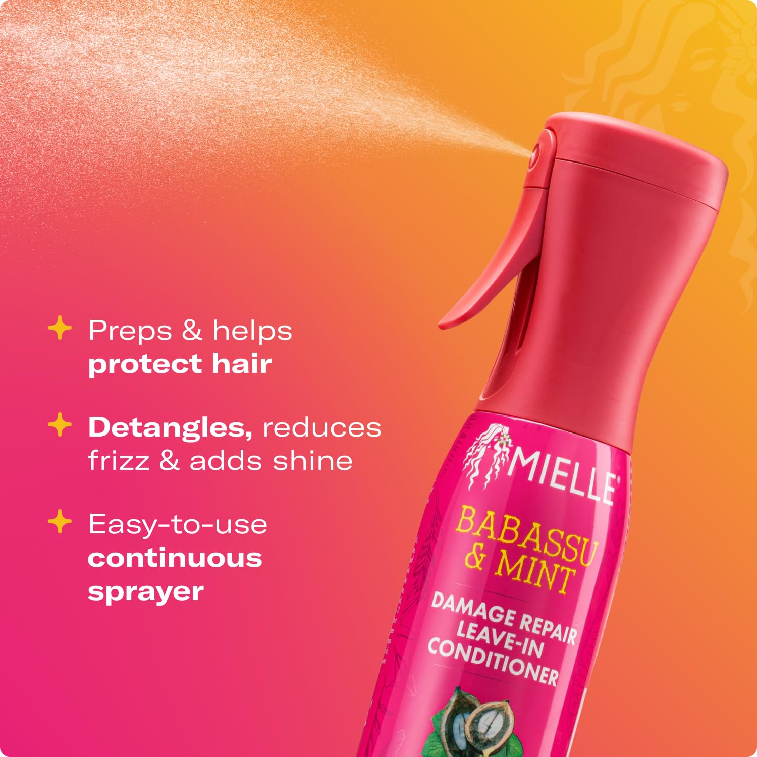 Violet Red Mielle Organics Babassu & Mint Damage Repair Leave-In Conditioner for Damage Free Styling, 6.7 Ounce