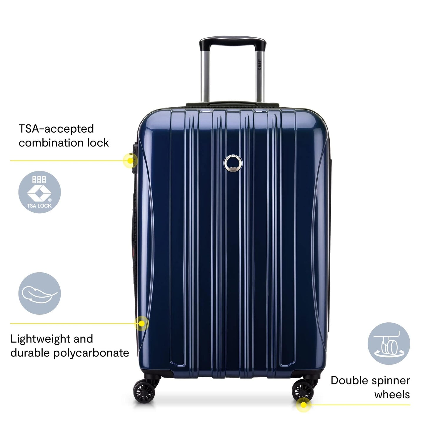 White Smoke DELSEY PARIS Helium Aero Hardside Expandable Luggage with Spinner Wheels, Peony Pink, Carry-On Plus 21 Inch