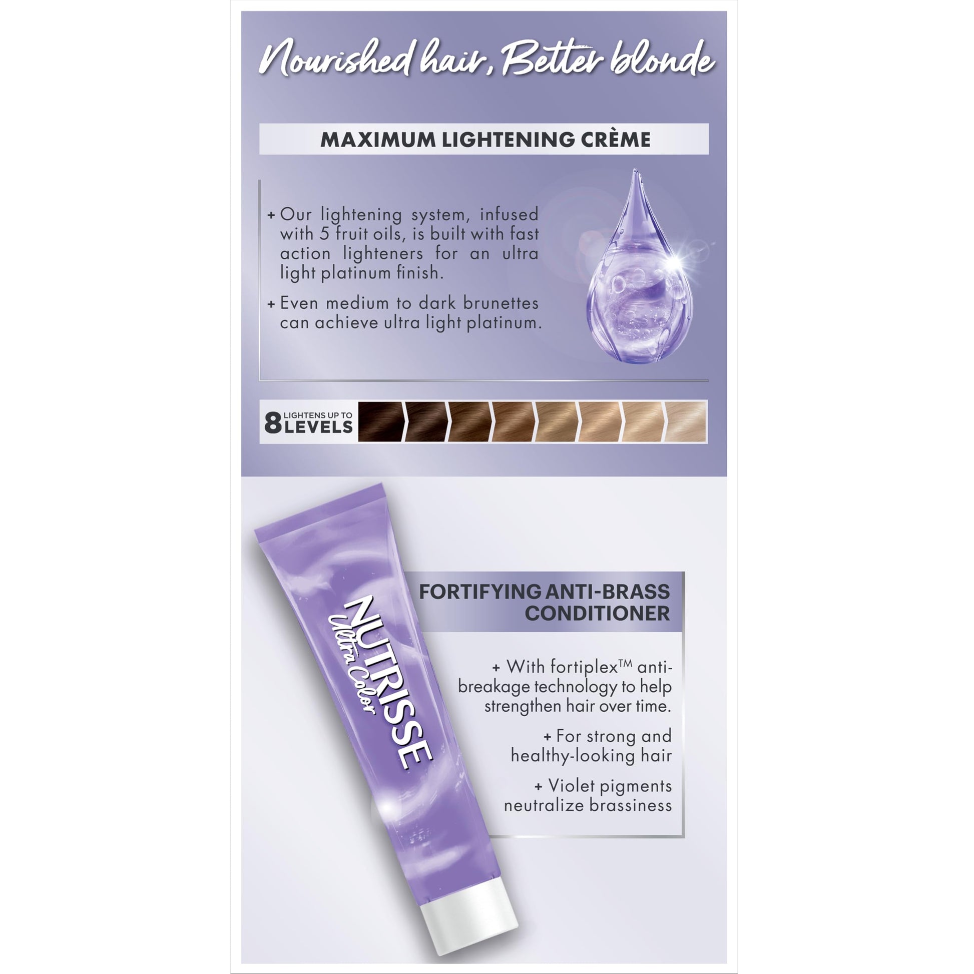 Lavender Garnier Nutrisse Ultra Color Hair Color, Permanent Hair Dye for Up to 8 Weeks of Bold, Vibrant, Fade-Resistant Results, Vegan & Cruelty-Free, PL2 Ultra Light Platinum (Mascarpone Crème), 1 Count