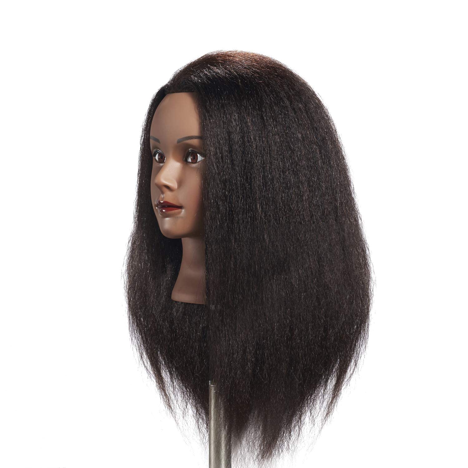 White Smoke Hairginkgo Mannequin Head - 100% Real Hair Manikin for Hairdresser Training and Styling Practice - With Clamp Stand (1711B0216)