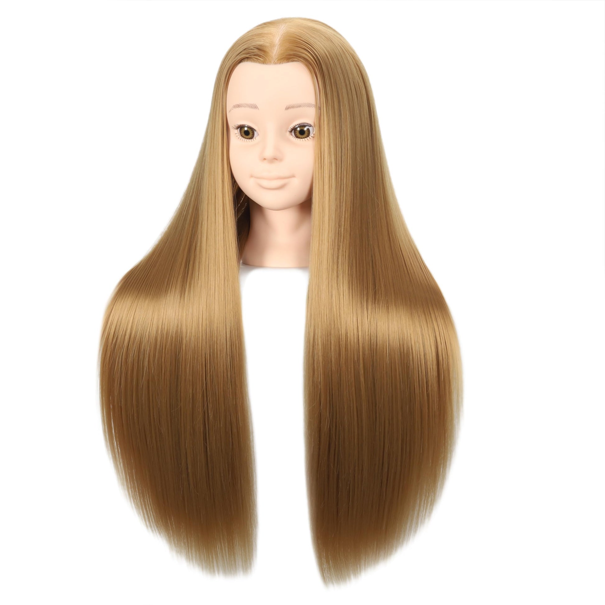 White Smoke Mannequin Head with Colorful Hair – 28" Long Straight Synthetic Hair Training Head with Clamp for Styling, Braiding, and Dye Practice (Blonde)