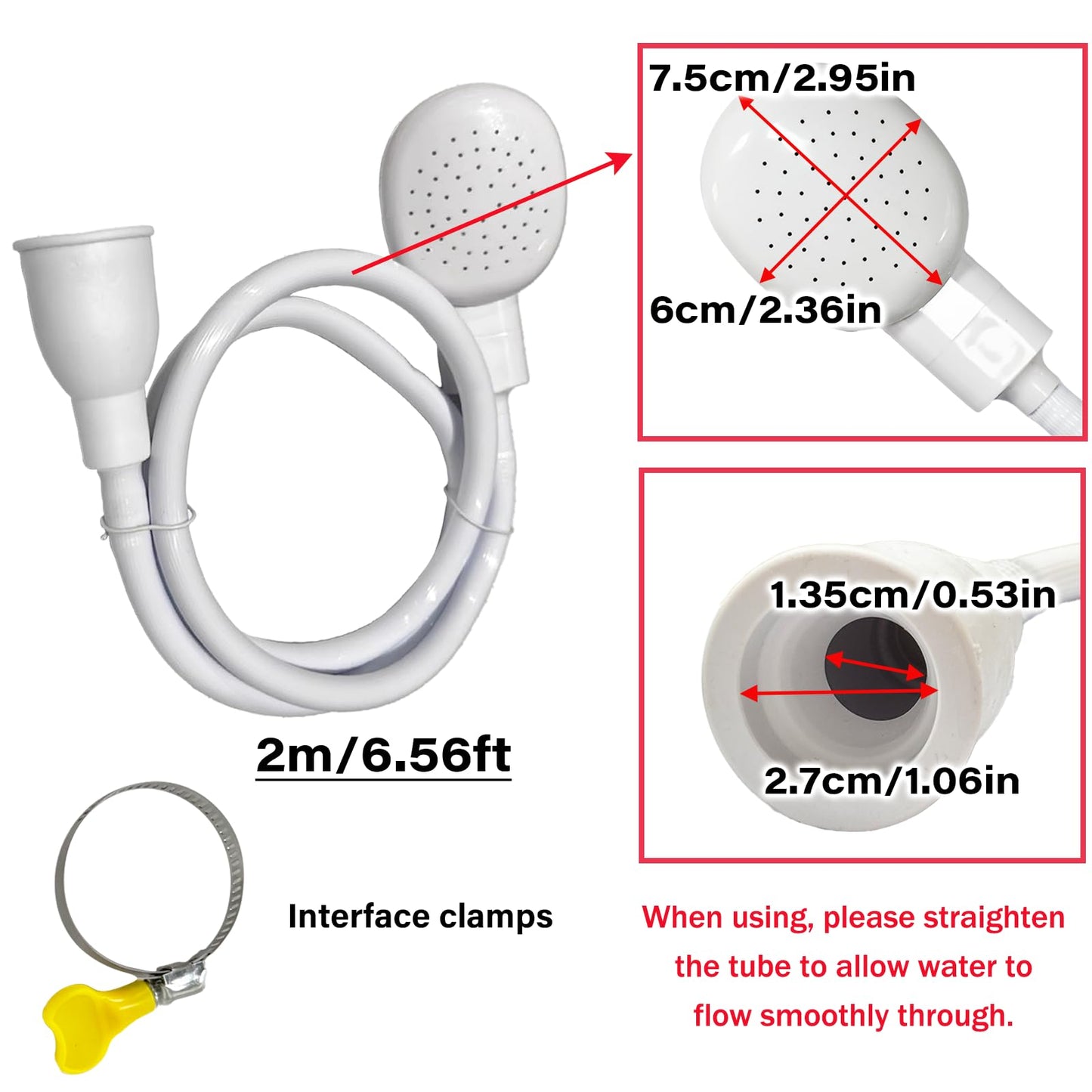 White Smoke 6.56FT/2M Sink Spray Hose,Sink Sprayer Hose Attachment for Portable Hand HeldHead Shower Sprayer,Shampoo Sprayer Hose for Bathing Baby,Pets,Washing Hair,Rinsing Vegetables