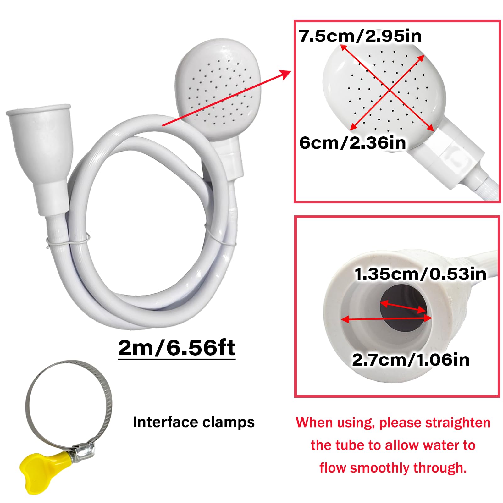 White Smoke 6.56FT/2M Sink Spray Hose,Sink Sprayer Hose Attachment for Portable Hand HeldHead Shower Sprayer,Shampoo Sprayer Hose for Bathing Baby,Pets,Washing Hair,Rinsing Vegetables