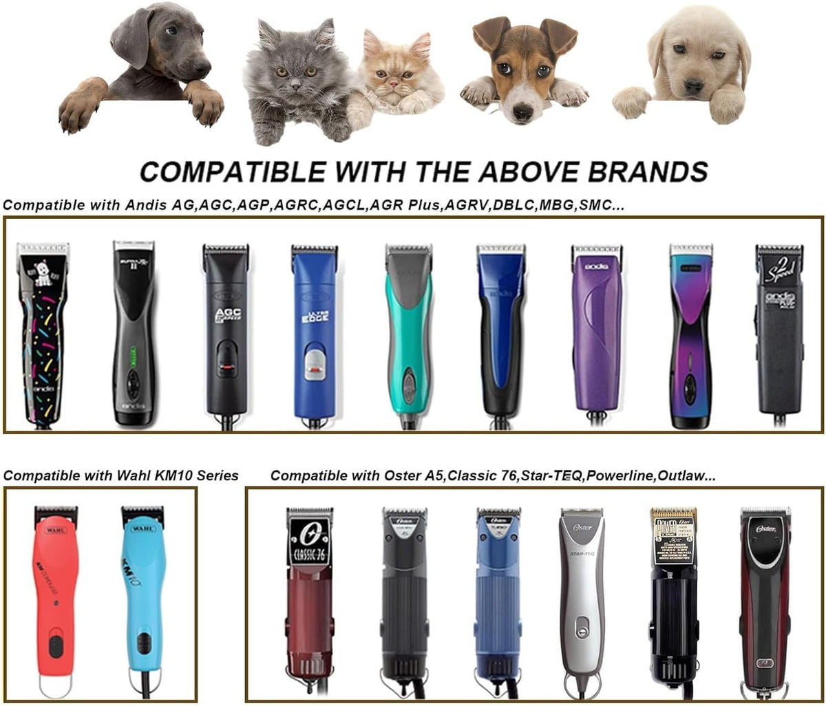 White Smoke 5Pack Dog Grooming Blades Compatible with Andis Dog Clippers,Dog Clipper Blades Compatible with Oster A5,Wahl km10 Dog Clippers for Animal Dog Cat Horse,Stainless-Steel Blade Sharp