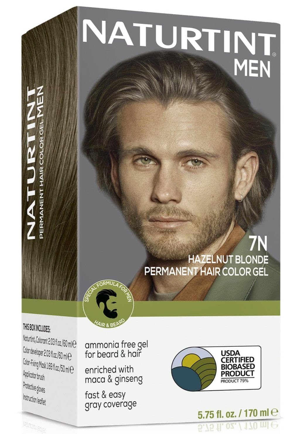 White Smoke Naturtint Mens Permanent Hair Color for Hair Beard and Mustache (7N Men's Hazelnut Blonde)