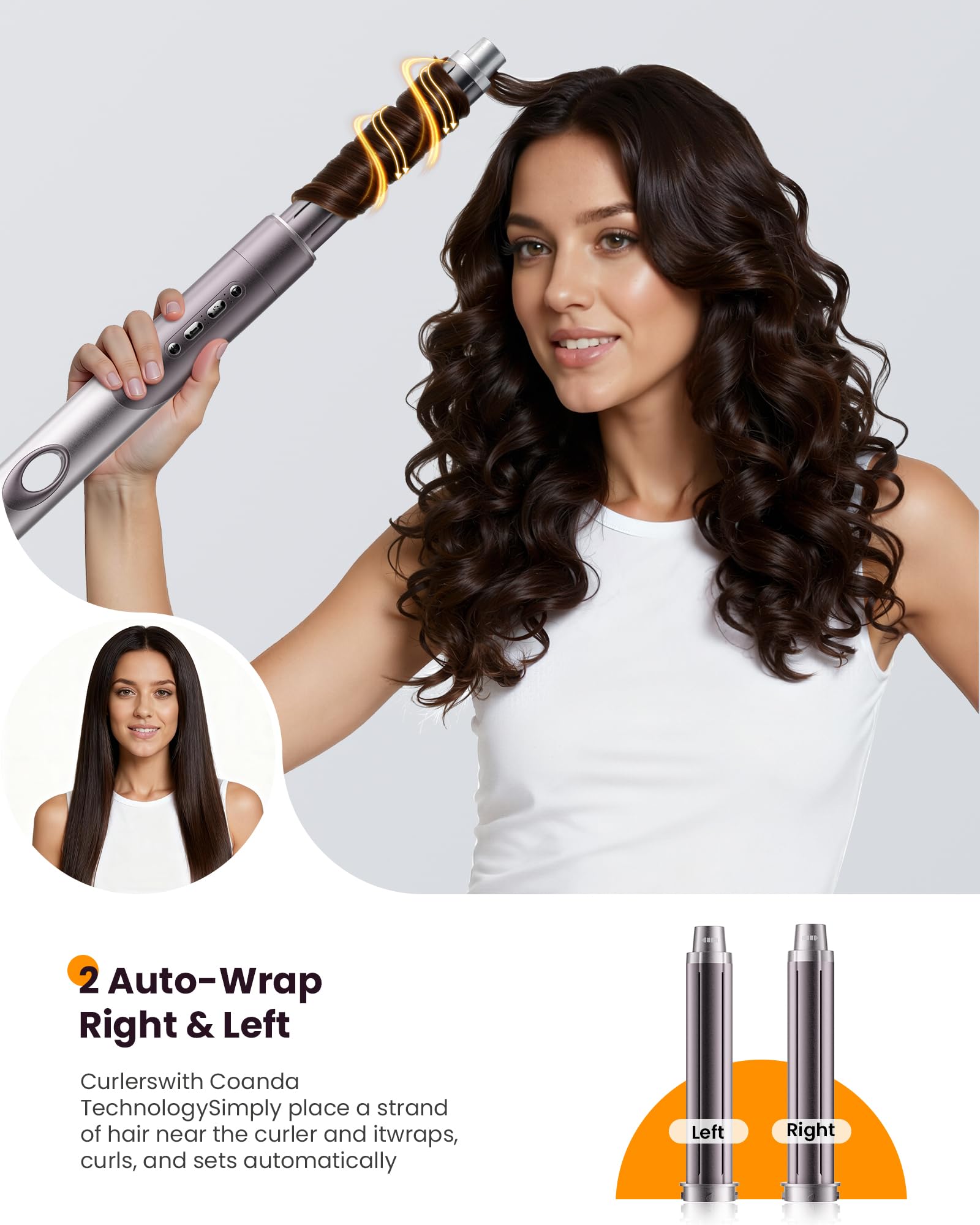 White Smoke MESCOMB Infrared 6 in 1 Hot Air Styler Wrap - Dual Voltage Hair Dryer| Fast Drying & No Heat Damage, Professional Multi-Styler for Curling, Volumizing & Smooth Straightening (110V-240V)