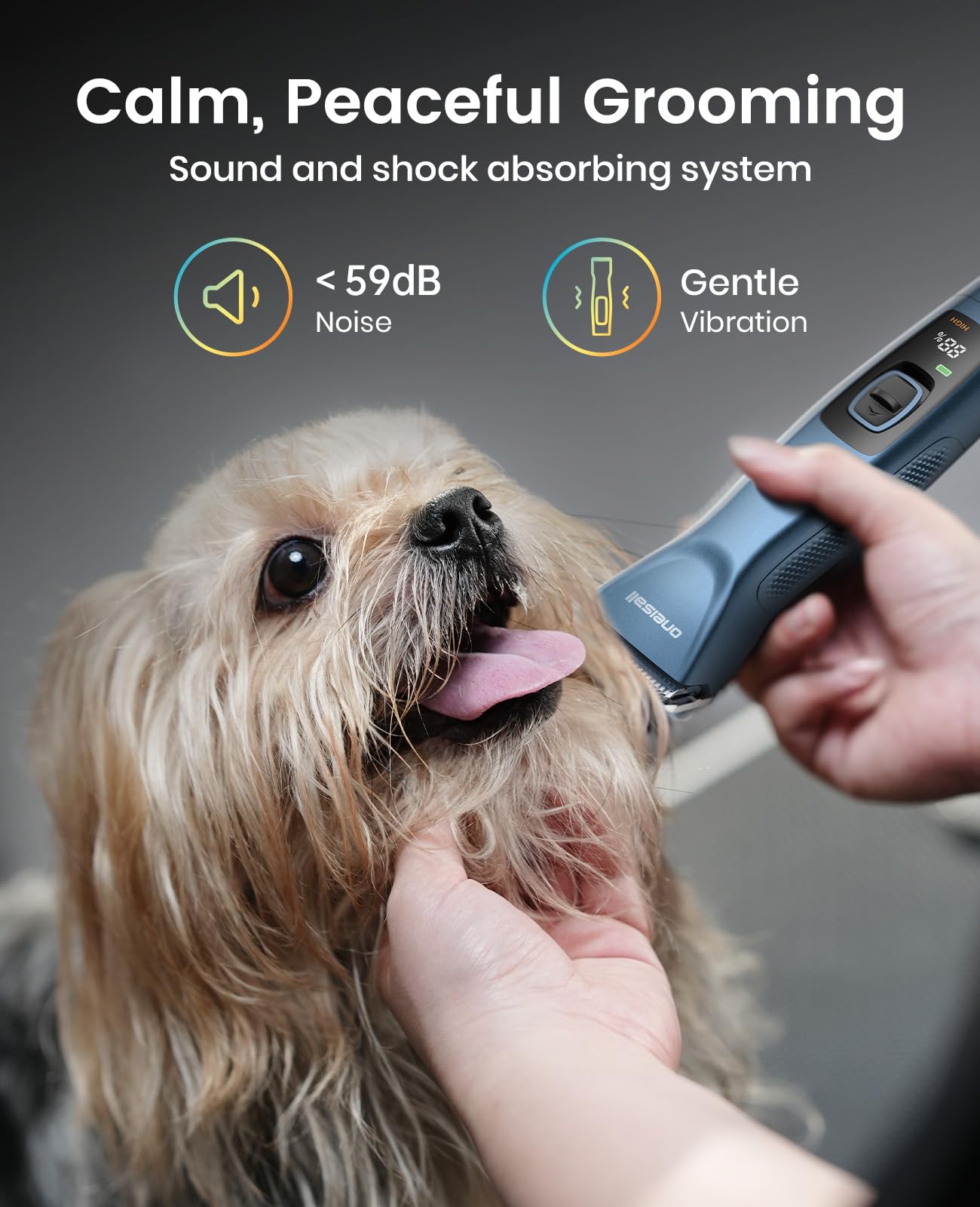 Dim Gray oneisall Professional Dog Grooming Clippers, Cordless Professional Dog Clippers for Grooming, 2-Speed Heavy Duty Clippers for Thick Curly Matted Coats, A5 Blade, Detachable Batteries, Metal Combs