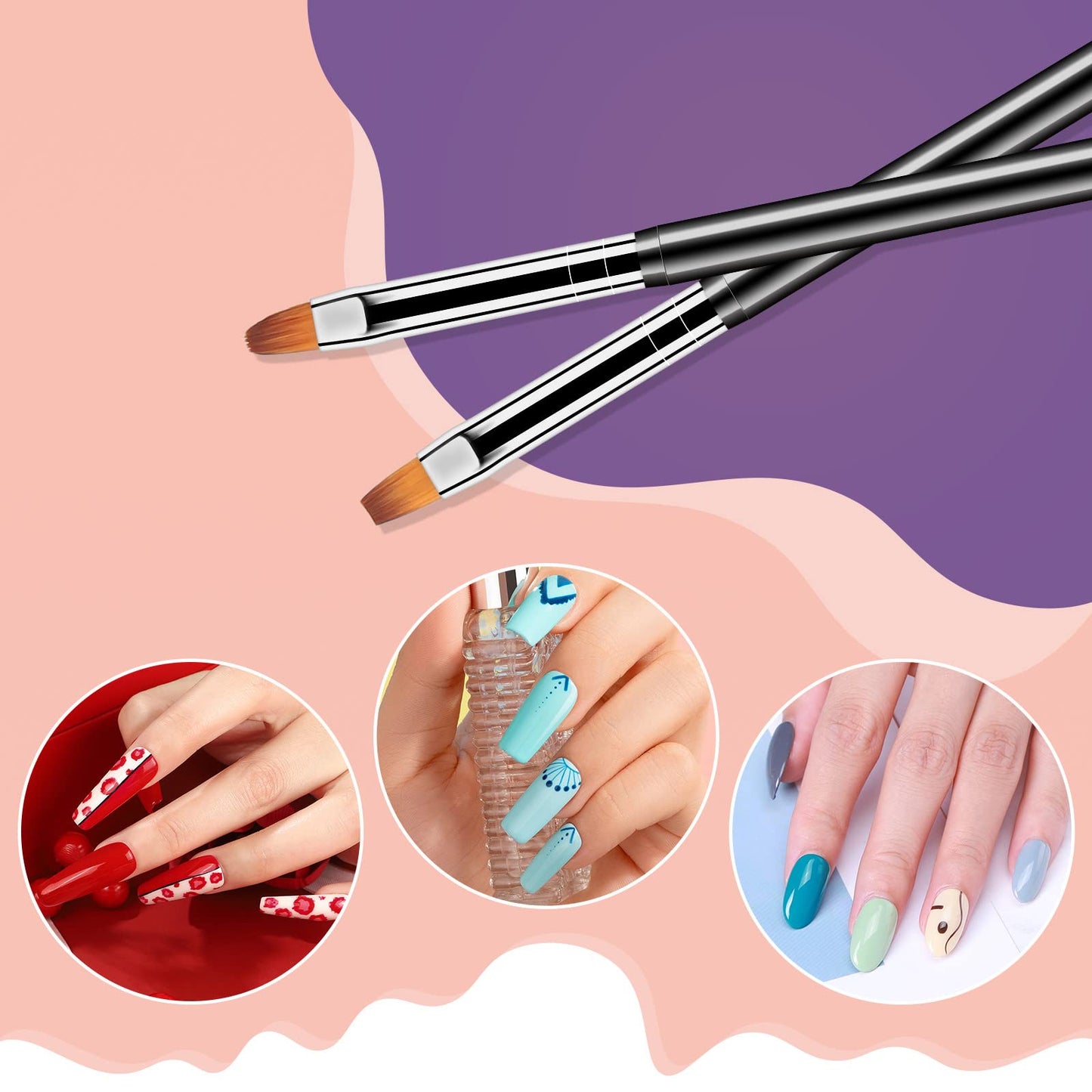 Peach Puff Artdone Nail Dotting Tools 6PCS Double-ended Nail Art Brushes Kit Nail Art Gel Polish Liner Brushes Design Pen For Nail Drawing And Nail Paint Brushes Small Detail Brushes