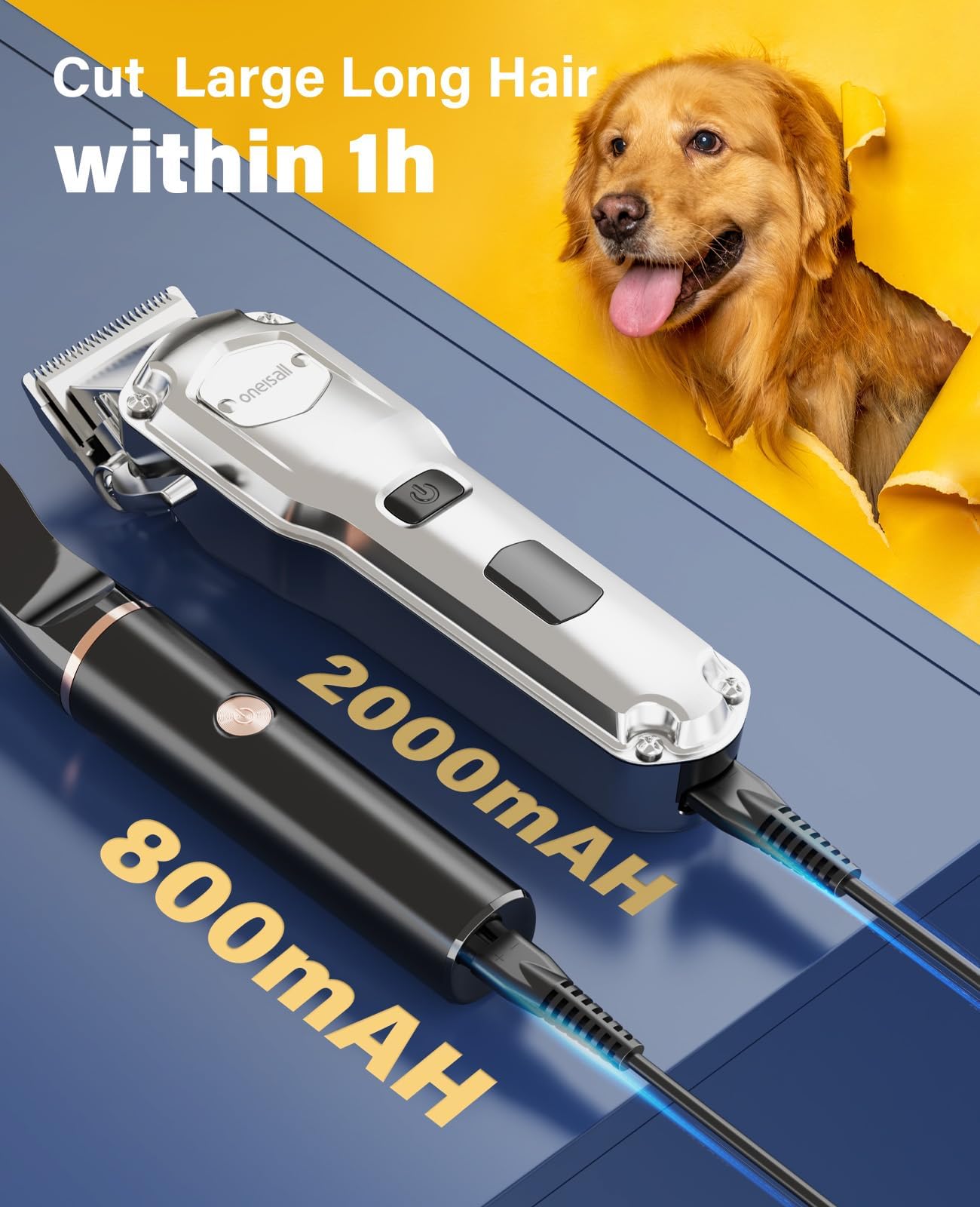 Dark Slate Gray oneisall Dog Grooming Kit for Heavy Thick Hair&Coats/Low Noise Rechargeable Cordless Waterproof Dog Clippers for Grooming Animals&Pets/Pet Shaver with Stainless Steel Blade and Paw Trimmer