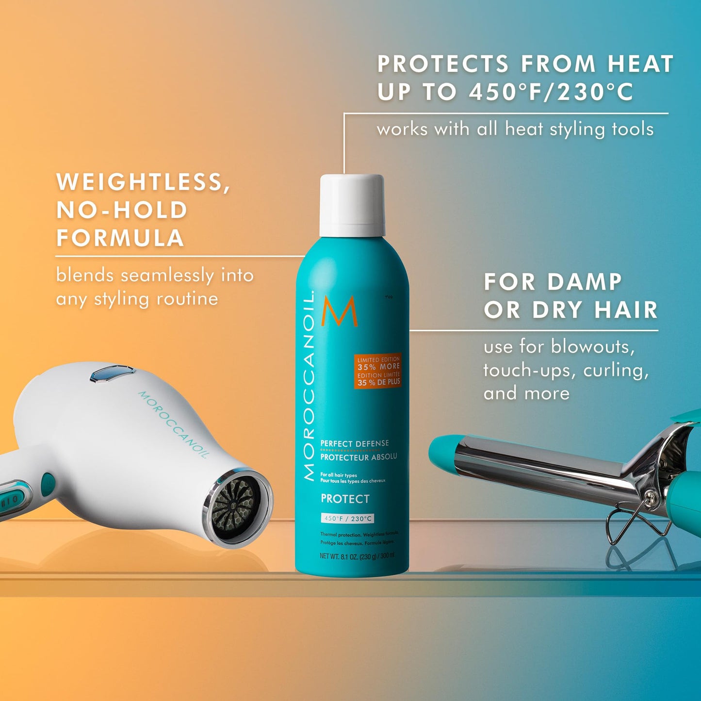 Sandy Brown Moroccanoil Jumbo Perfect Defense Heat Protectant