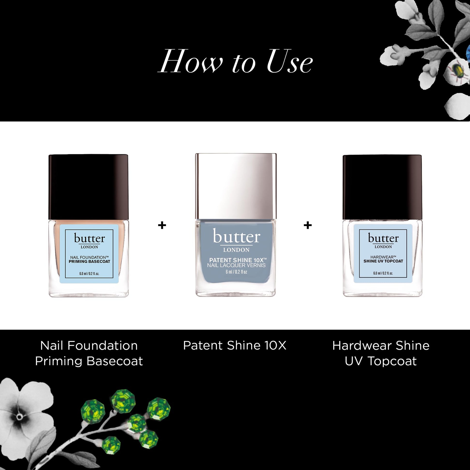 Black butter LONDON Patent Shine 10X Nail Lacquer Polish, Waterloo Blue - Gel-Like Finish & Chip-Resistant Nail Lacquer Helps Protects & Strengthens Nails - Vegan & Cruelty-Free