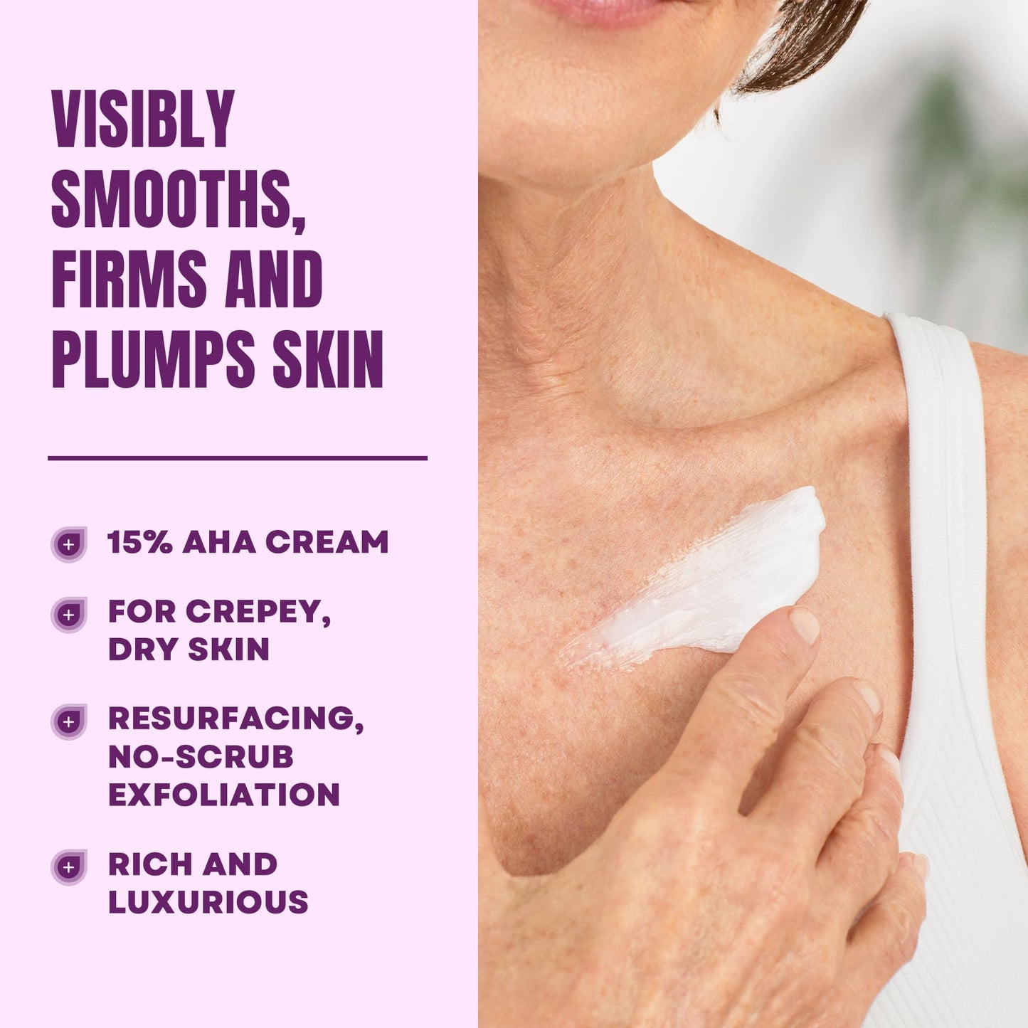 Lavender Blush AmLactin Crepe Firming Cream - Therapeutic Skin Tightening Cream for Body – No-Scrub Exfoliator and Moisturizer, Skin Care with 15% Lactic Acid AHA, 12 oz (Packaging May Vary)
