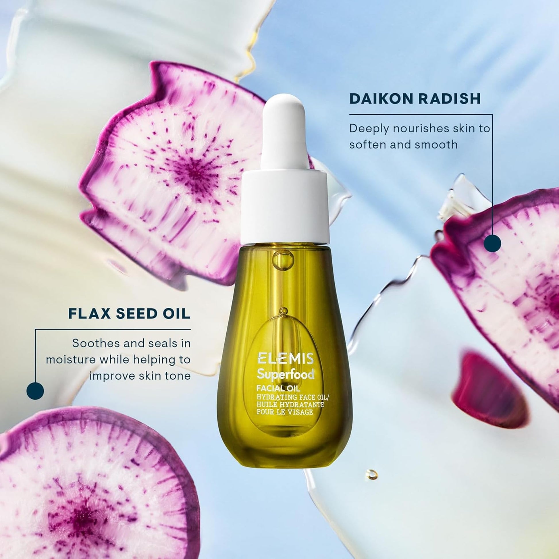 Lavender ELEMIS Superfood Facial Oil - Antioxidant-Rich Nourishing Serum, Radiance-Enhancing Lightweight Skin Elixir, Hydration Booster, Non-Greasy Botanical Blend - 15ml