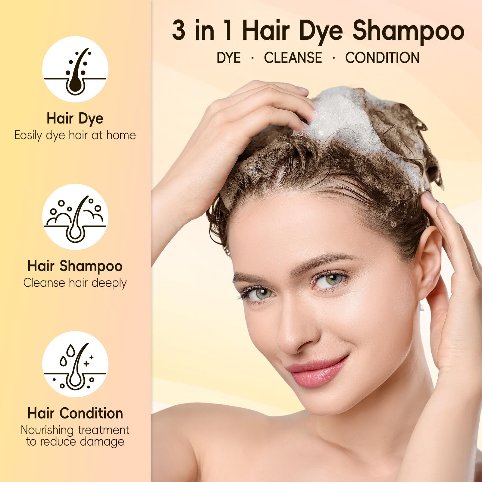 Bisque BOJICA Hair Dye Shampoo 3 in 1 for Gray Hair, Dark Brown Hair Color shampoo for Women, Natural Shampoo Hair Dye-100% Grey Hair Coverage/Herbal Ingredients - 150ml (5.07 oz)