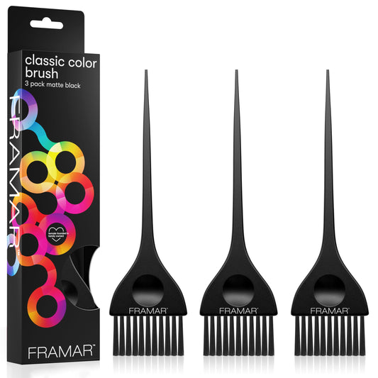White Smoke FRAMAR Black Hair Color Brush Set - Hair Coloring Brush for Hair Dye, Color Brushes for Hair Salon, Tint Brush for Dyeing Hair, Tint Brushes, Brochas Para Tinte De Cabello - 3 Pack Matte