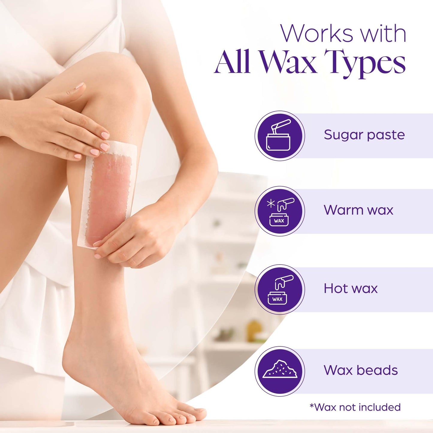 White Smoke 765 Professional Wax Strips for Waxing – Tear-Resistant Fabric Hair Removal Strips – 225 Large & 540 Small – Reusable for Warm Wax & Sugar Paste – Face, Body & Intimate Areas