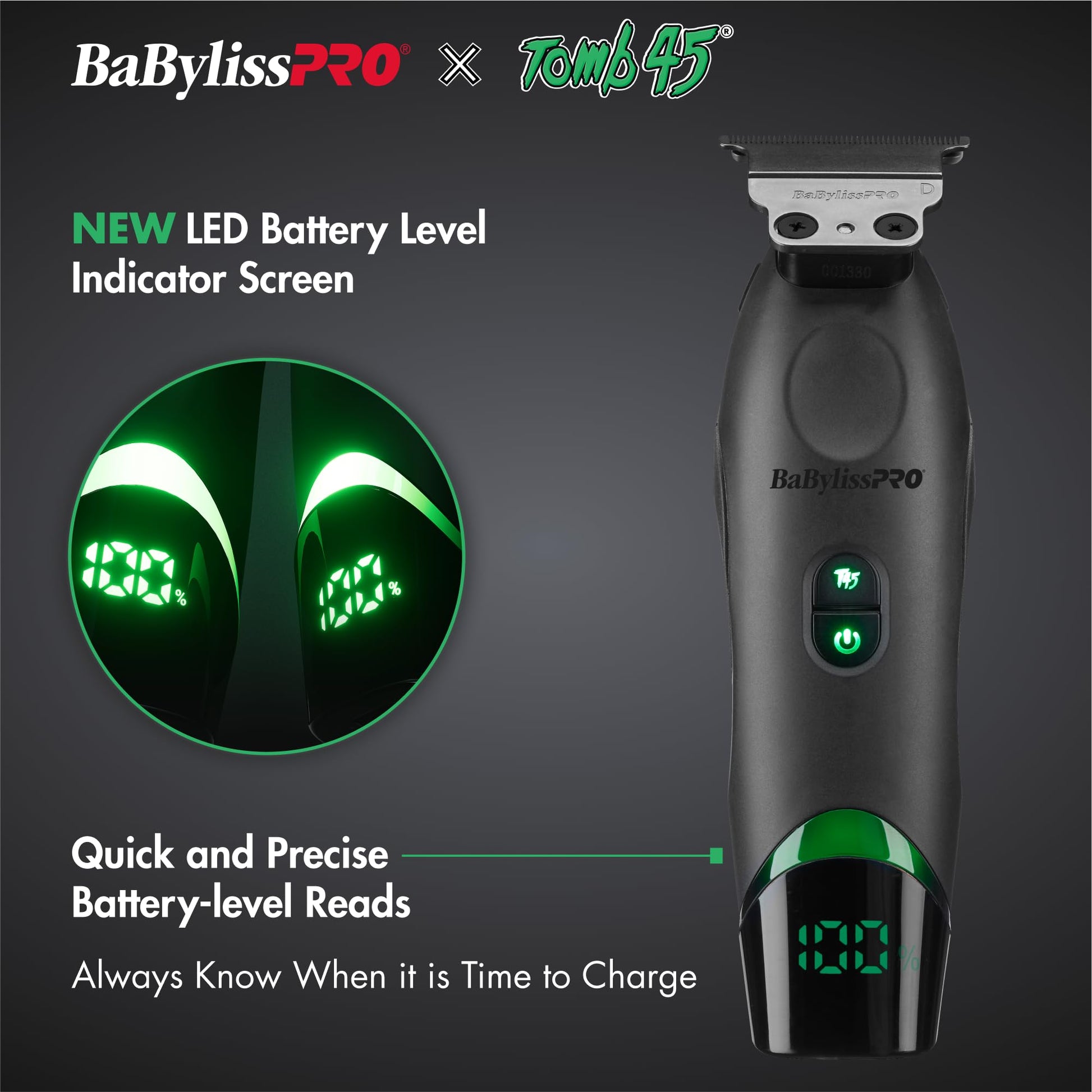 Dark Slate Gray BaBylissPRO x Tomb45 Wireless-Charging Clipper and Trimmer Prepack