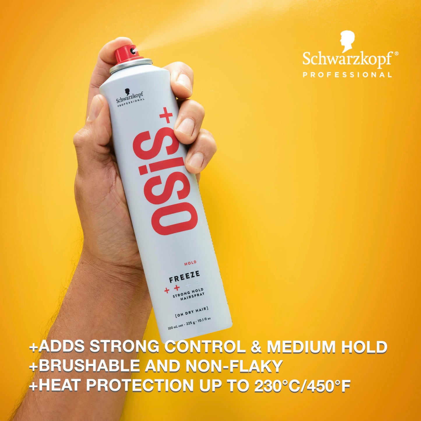 Goldenrod OSiS+ Freeze Medium Hold Hairspray 9oz | All Day Hold and Shine | Heat and Humidity Protection