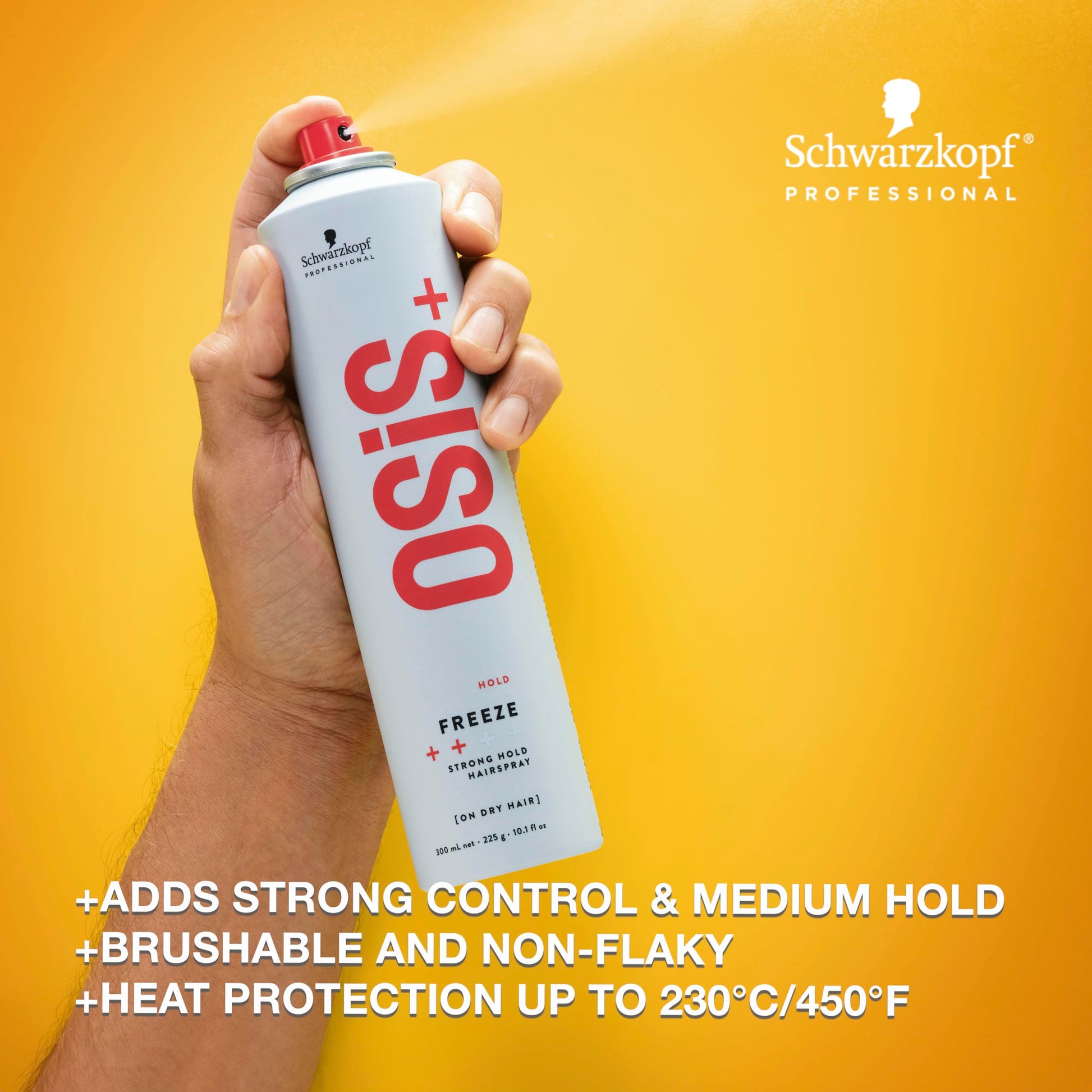 Goldenrod OSiS+ Freeze Medium Hold Hairspray 9oz | All Day Hold and Shine | Heat and Humidity Protection
