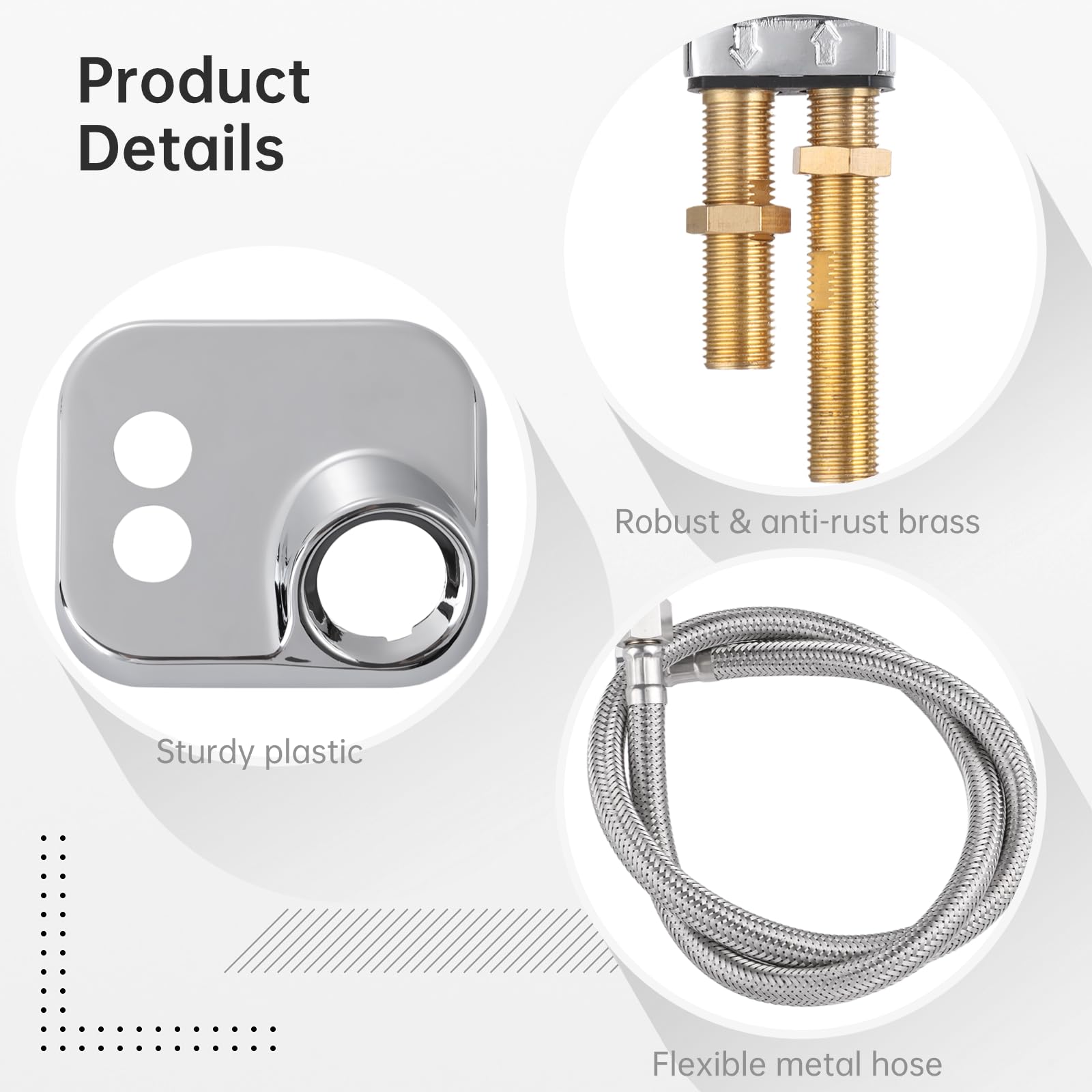 White Smoke Varku 7 Pcs Shampoo Bowl Vacuum Breaker Kit, Shampoo Faucet Kit with Breaker Vacuum, Crossover Hose, Receiver Plate, Salon Sink Replacement Parts, Prevent Backflow Pressure
