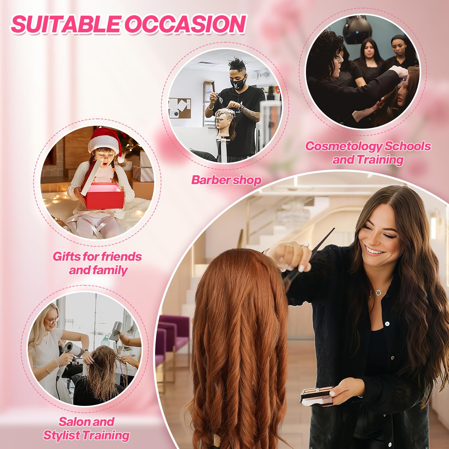 Misty Rose Mannequin Head Human Hair for Hairstyling - perming, heat styling, washing, Heat Resistant Doll Head for Cosmetology Students, Professionals & Practice Exams (Blond 27#)