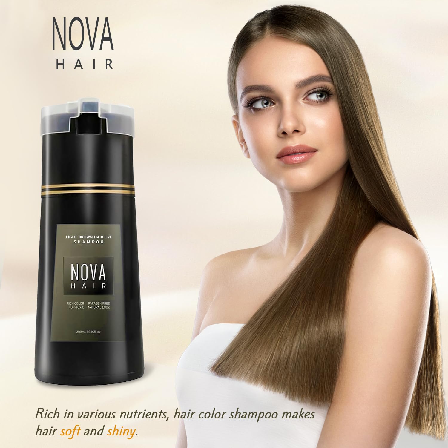 Antique White Nova Hair Dye Shampoo,Nova Hair Instant Dye Shampoo,Nova Hair Dye Shampoo 3 in 1, for Men & Women (Black)