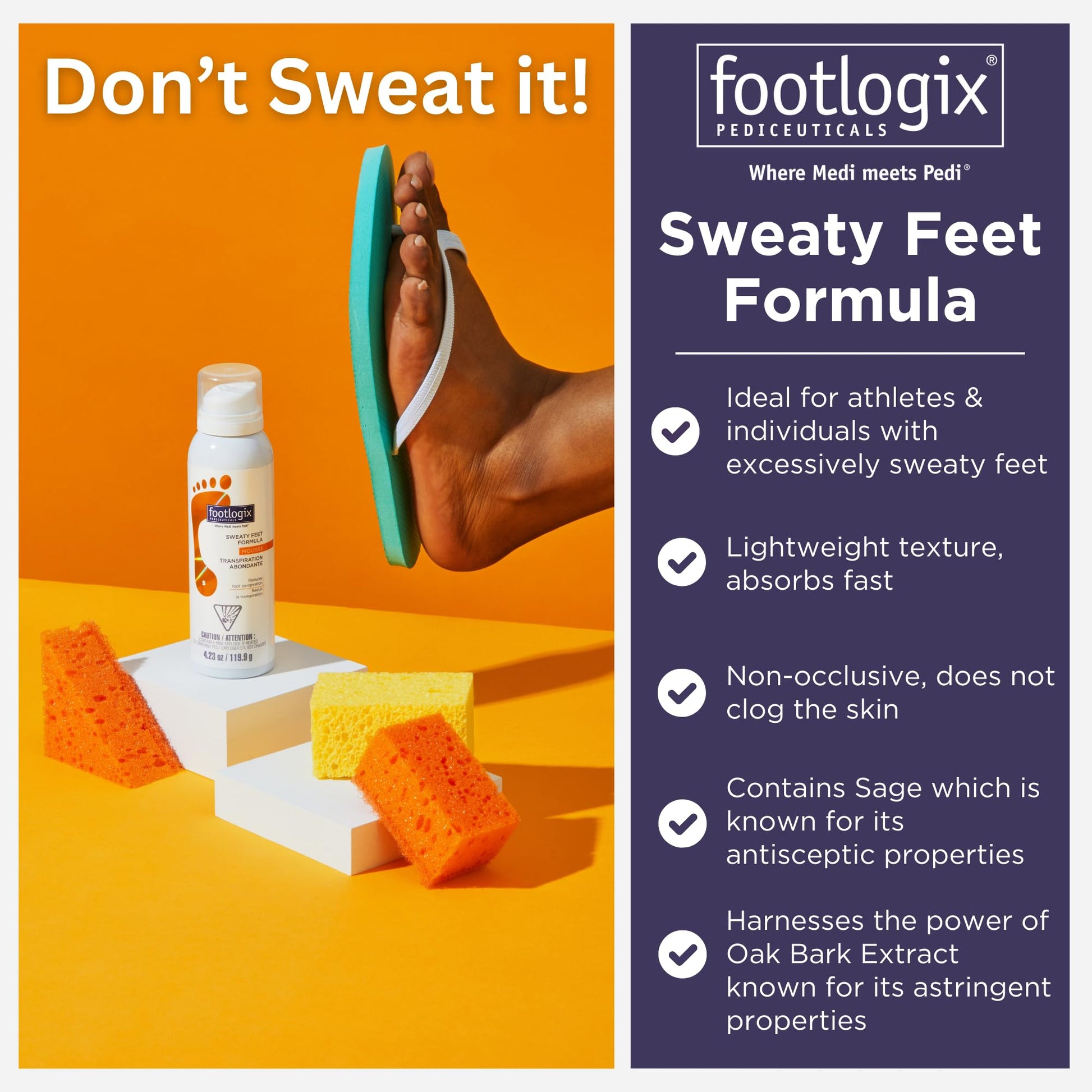 Dark Slate Gray FOOTLOGIX Sweaty Feet Formula, 4.23 oz