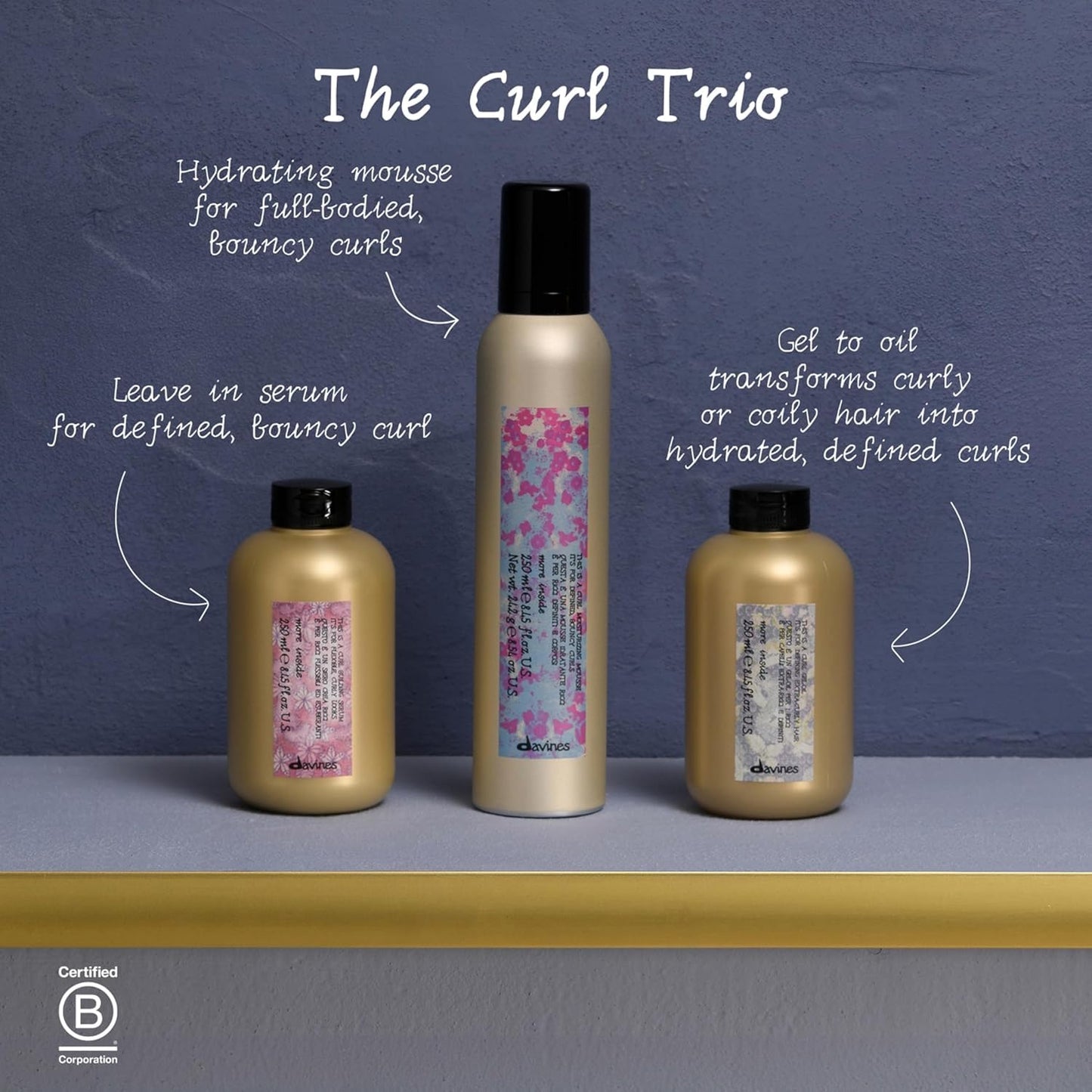 Dark Slate Gray Davines This Is A Curl Building Serum, Medium Hold Curl Definition & Elasticity - Enhances Curls, Blocks Frizz & Adds Shine without Weighing Down, 8.45 Fl Oz
