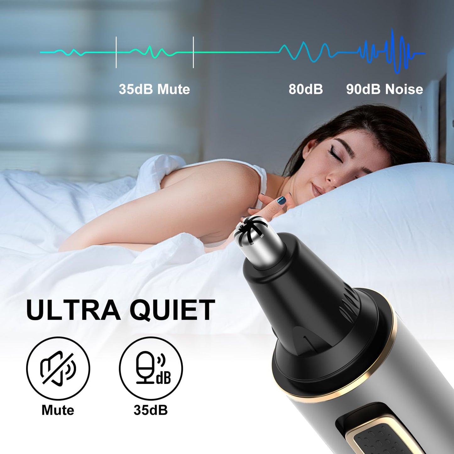 White Smoke XOOMRSCP Nose Hair Trimmers for Men，Rechargeable Hair Trimmer 2 in 1 Painless Multifunctional Ear and Nose Hair Trimmer with IPX7 Waterproof Dual Edge Blades (Grey)