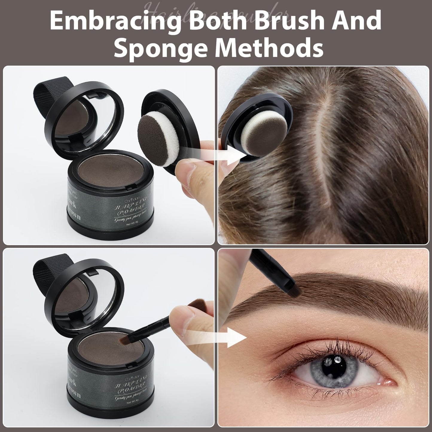 White Smoke 2 Pack Hairline Powder for Women and Men, Used to Root Touch Up Hair Color, Thinning and Gray Hair Coverage and Bald Spots Coverage, Dark Brown
