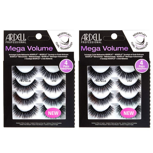White Smoke Ardell Natural Look Mega Volume, 252 - Full Volume, Long-Lasting Fake Lashes for Flawless Look, 4 Pairs