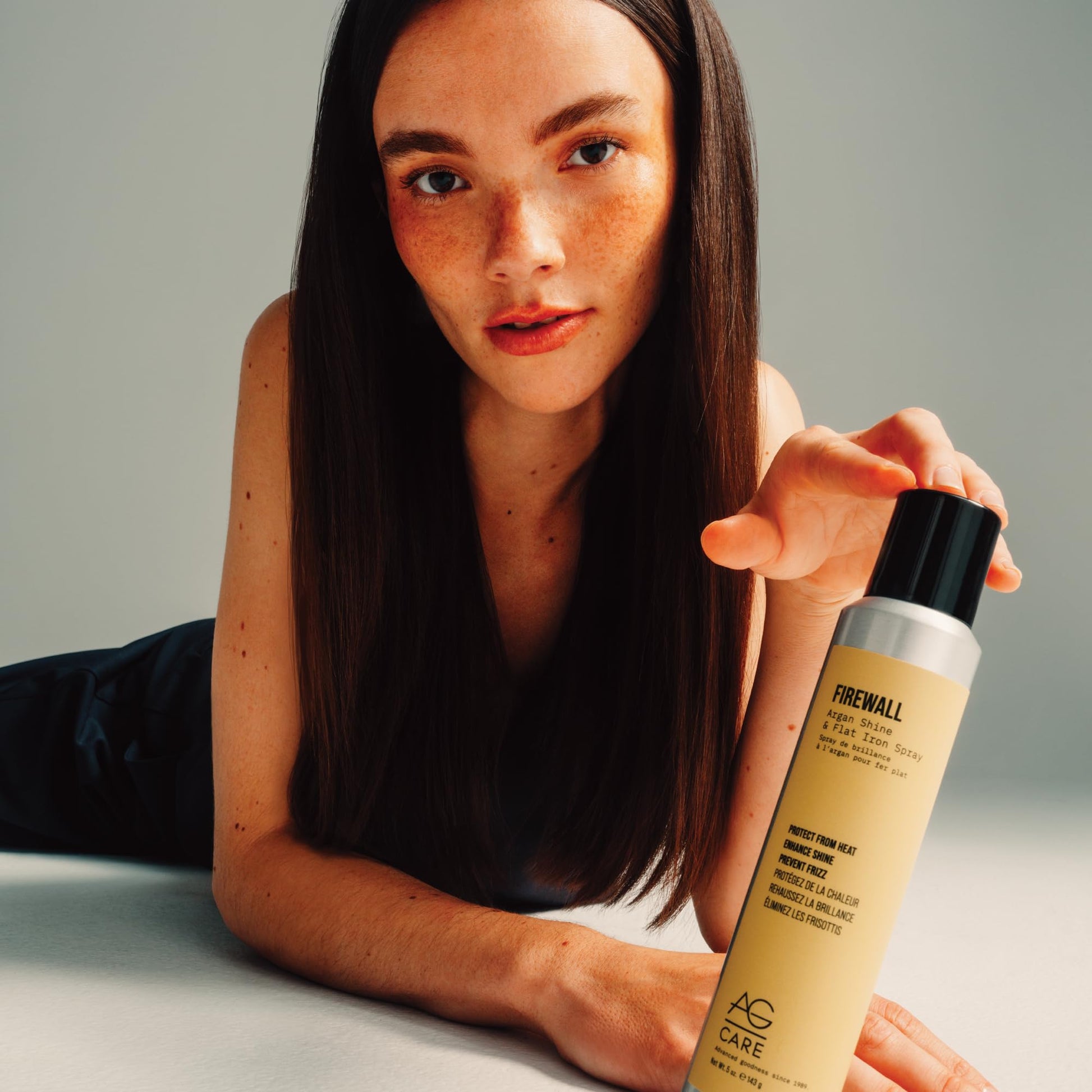 Dark Gray AG Care Firewall Argan Shine & Flat Iron Spray Heat Protectant and Maximum Shine Spray, 5 Oz
