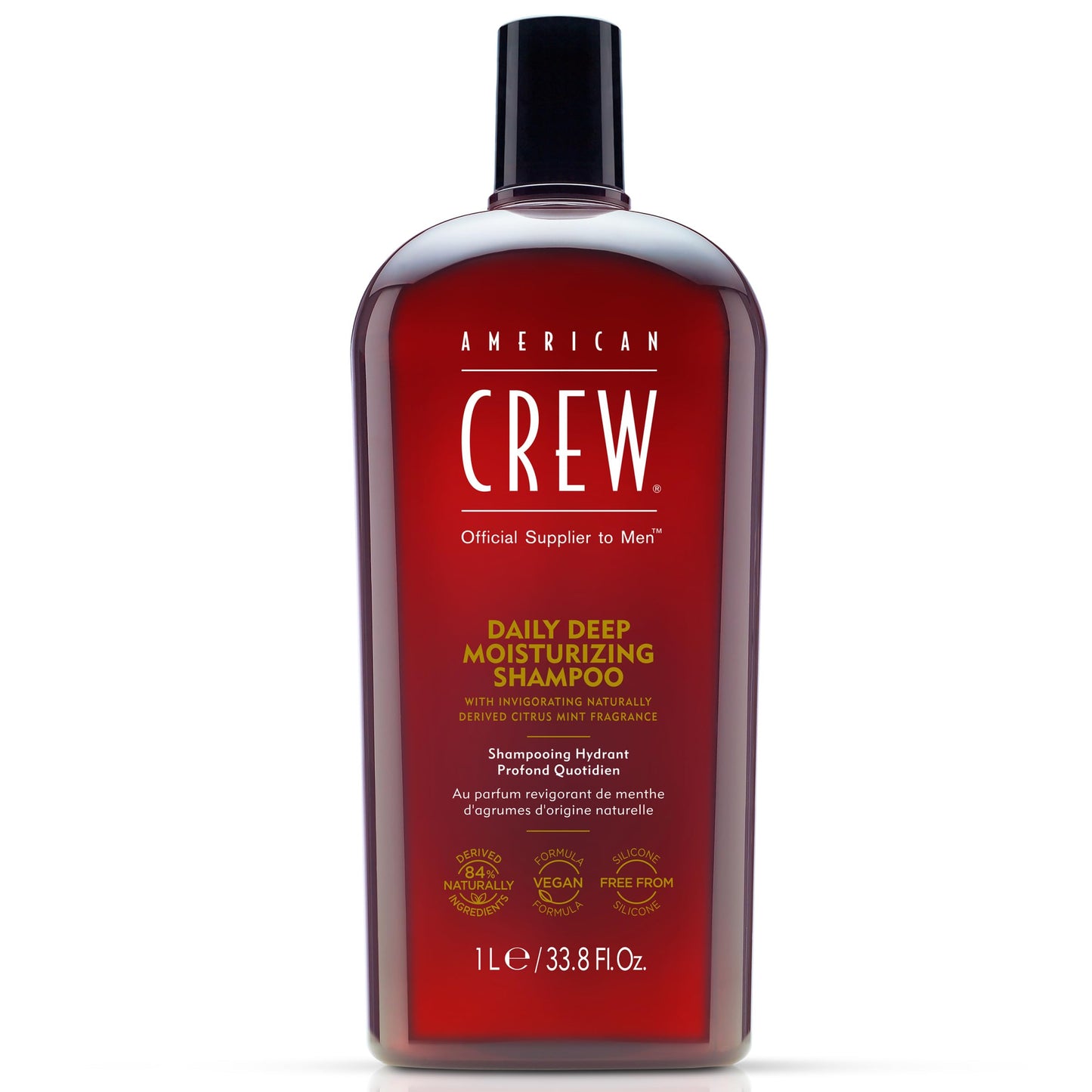White Smoke American Crew Shampoo for Men, Daily Deep Moisturizer, Naturally Derived, Vegan Formula, Citrus Mint Fragrance, 33.8 Fl Oz