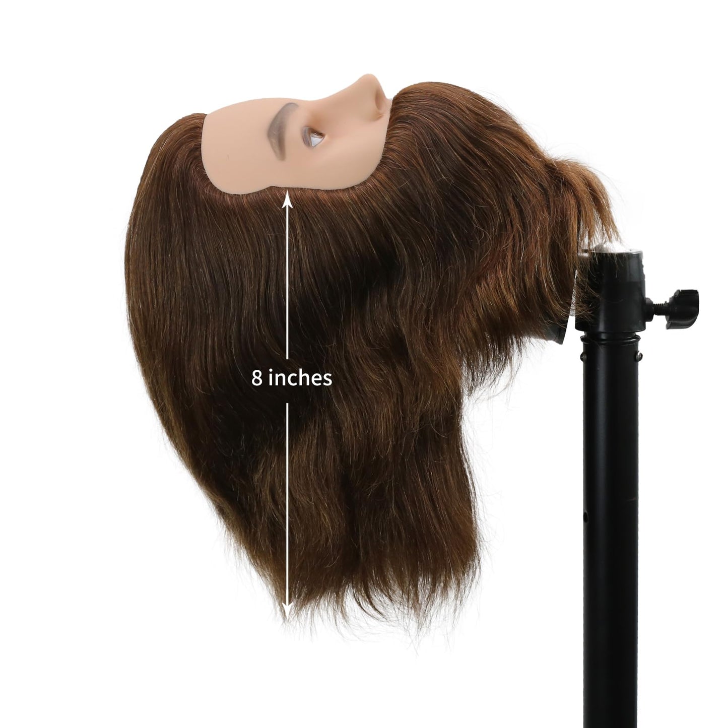 White Smoke Male Mannequin Head,Training Head with 100% Human Hair 12inch Barber Mannequin Head Male Mannequin Head With Beard for Hair Styling, Practicing Cut Styling（Dark Brown）