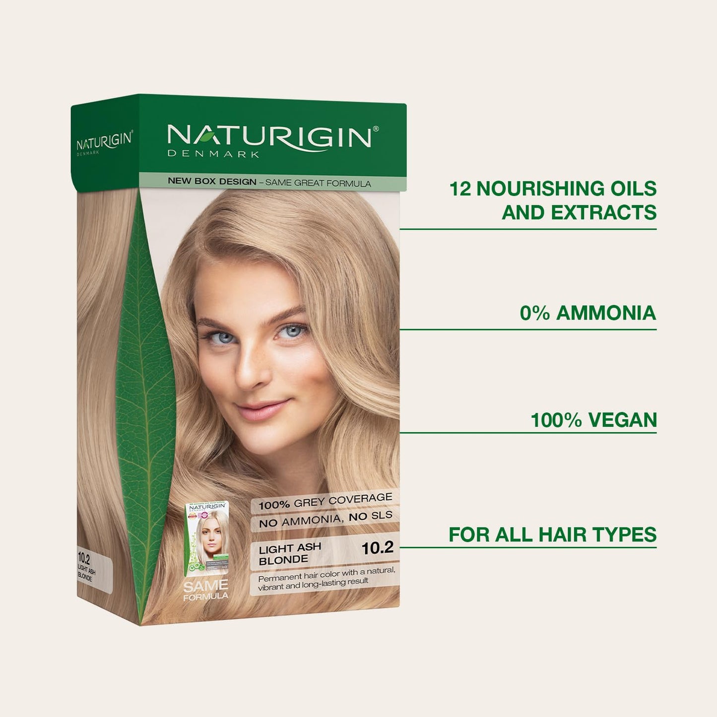 Misty Rose Naturigin Permanent Hair Color for Women - 10.2A Light Ash Blonde, Ammonia-Free Vegan Hair Dye with 100% Gray Coverage, Long-Lasting, Nourishing & Salon Quality Results