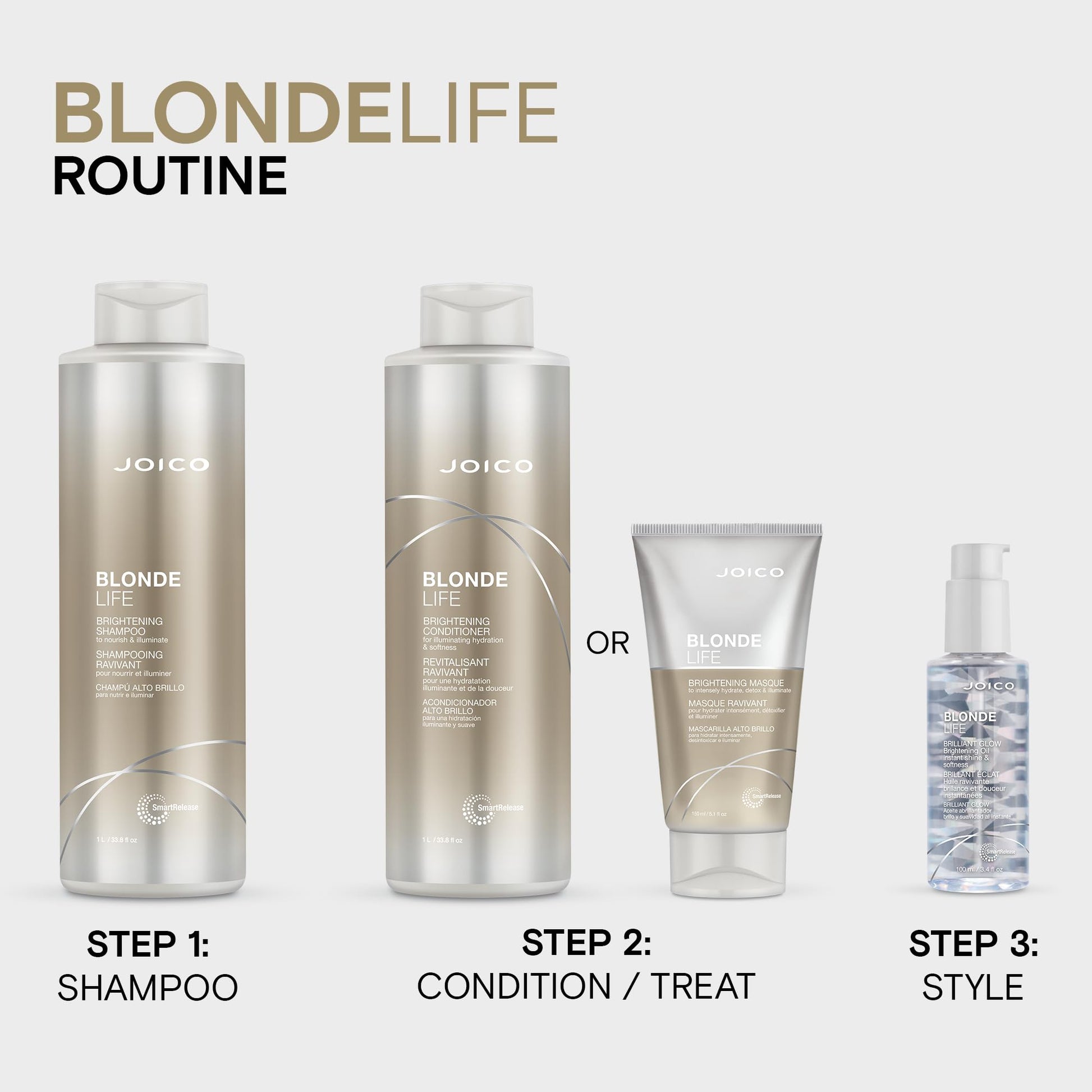 Lavender Joico Blonde Life Brightening Shampoo | For Blonde Hair | Add Softness & Smoothness | Sulfate Free | With Monoi & Tamanu Oil | 33.8 Fl Oz