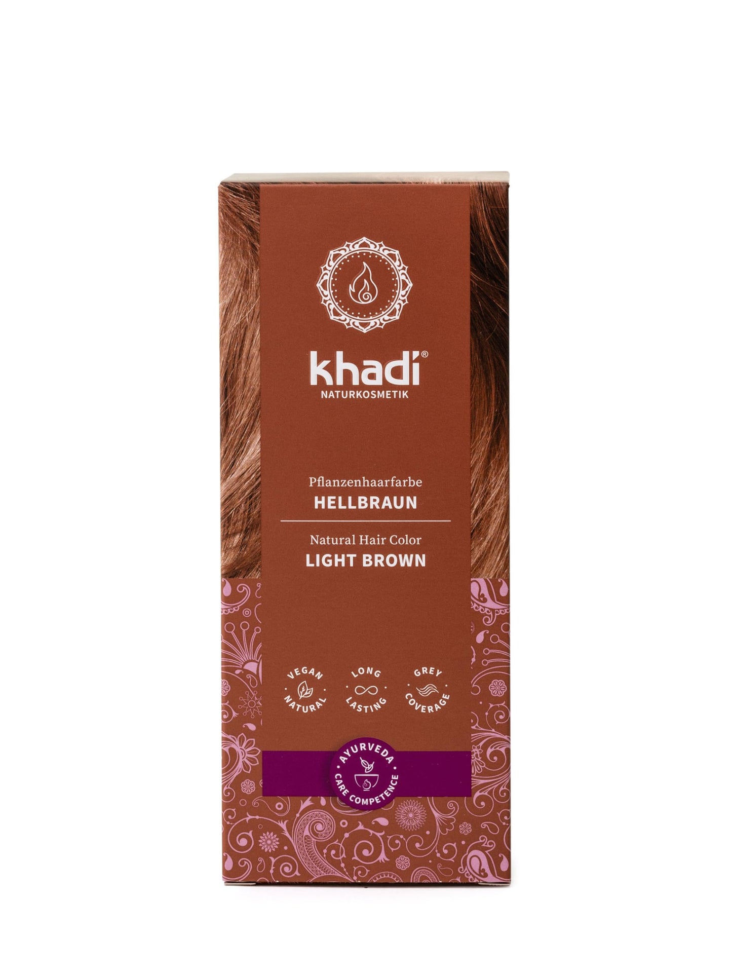 Saddle Brown khadi LIGHT BROWN Natural Hair Color - Hair dye for light, warm fawn brown with lively reddish reflections - 100% herbal & natural - 3.5 oz
