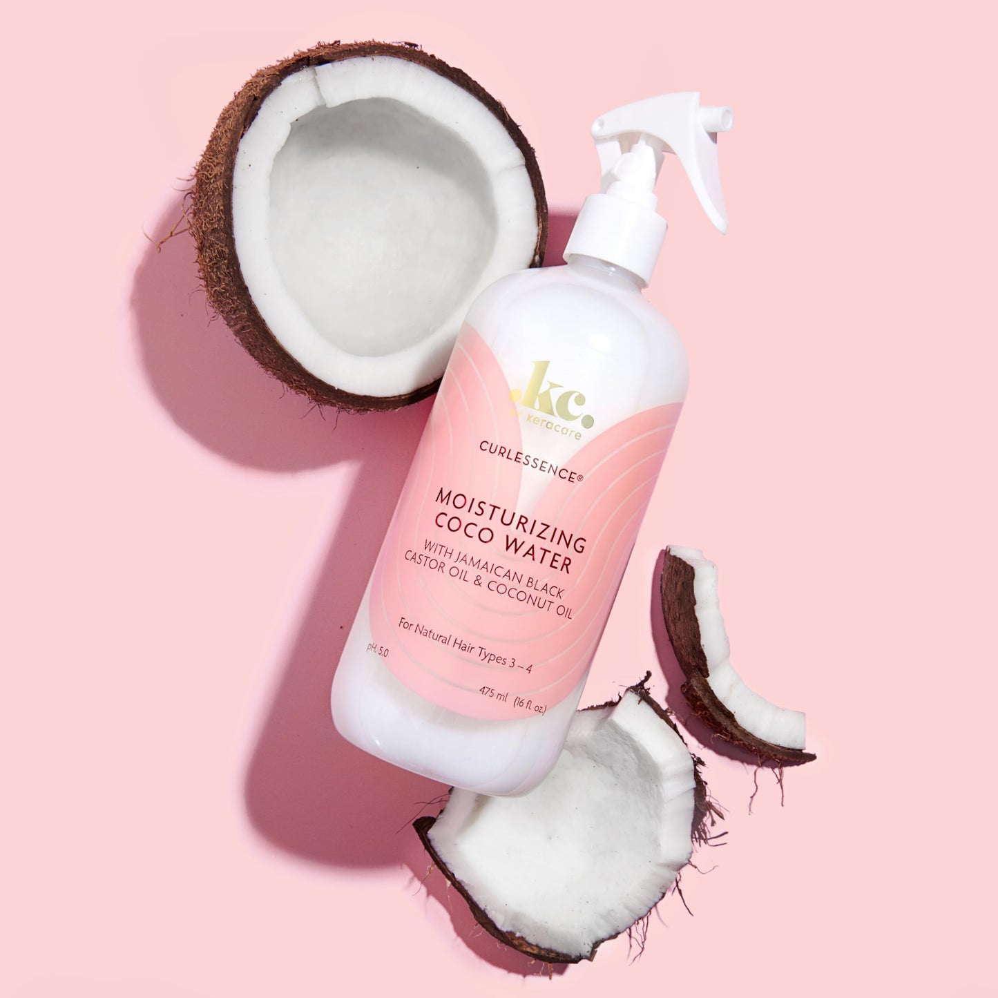 Misty Rose KeraCare Coconut Water - 16 oz - Light Hair Refresher Spray - Moisturizing and Hydrating - with Jamaican Black Castor Oil and Coconut Oil
