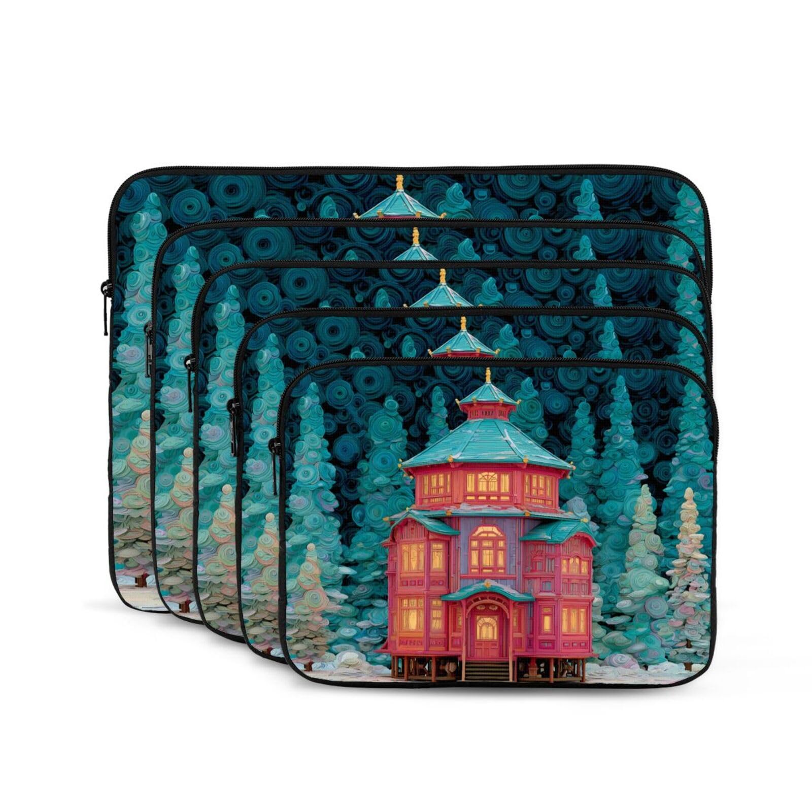 Dark Slate Gray 15 Inch Portable And Shockproof Laptop Bag With Unique Enchanted Alcove Print, For Work, University, And Commuting