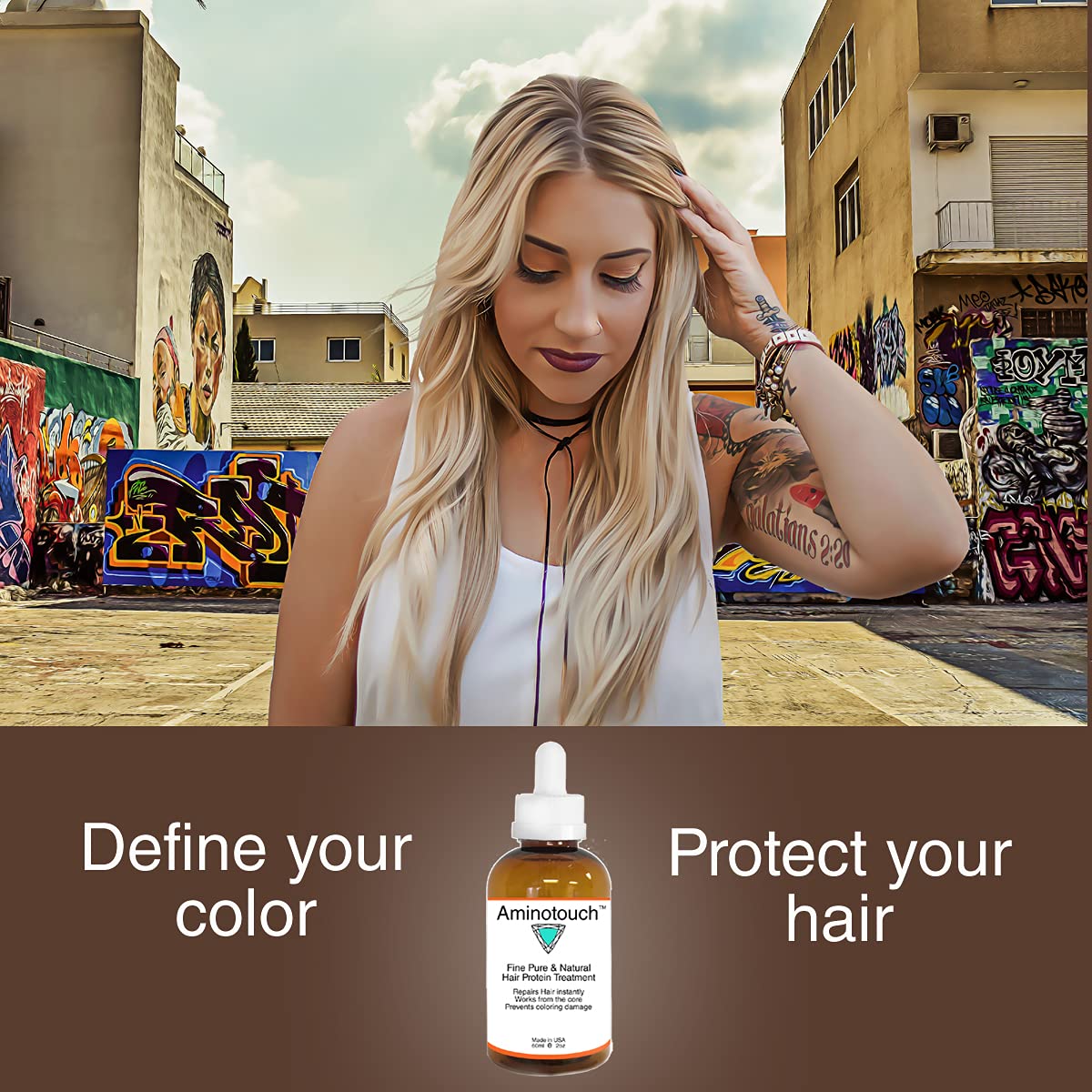 Dark Olive Green Aminotouch Natural Pure Protein Treatment - Collagen and Keratin Rescue Shot for Long Hair Growth, Damage Repair, Split Ends Prevention, and Hair Strengthening
