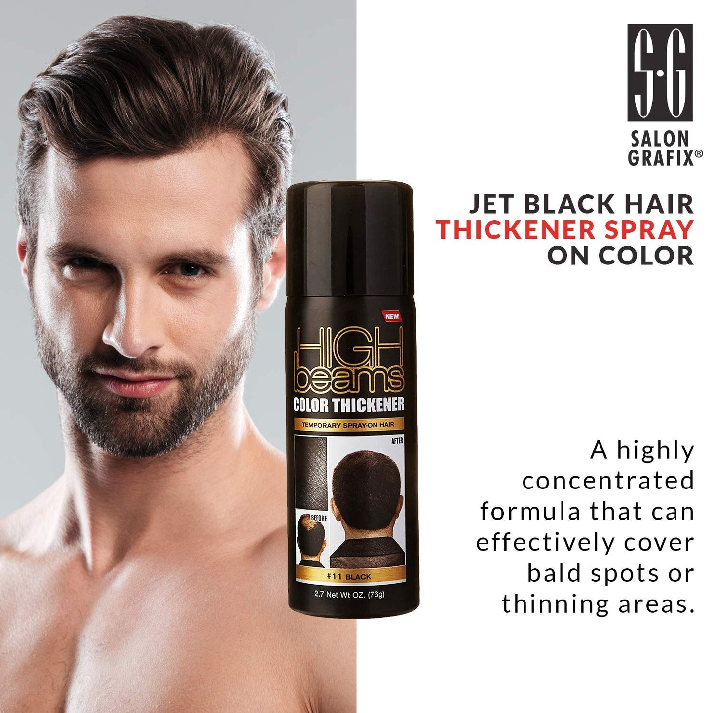 White Smoke Salon Grafix High Beams Color Thickener Temporary Spray - Black for Unisex - 2.7 oz Hair Color