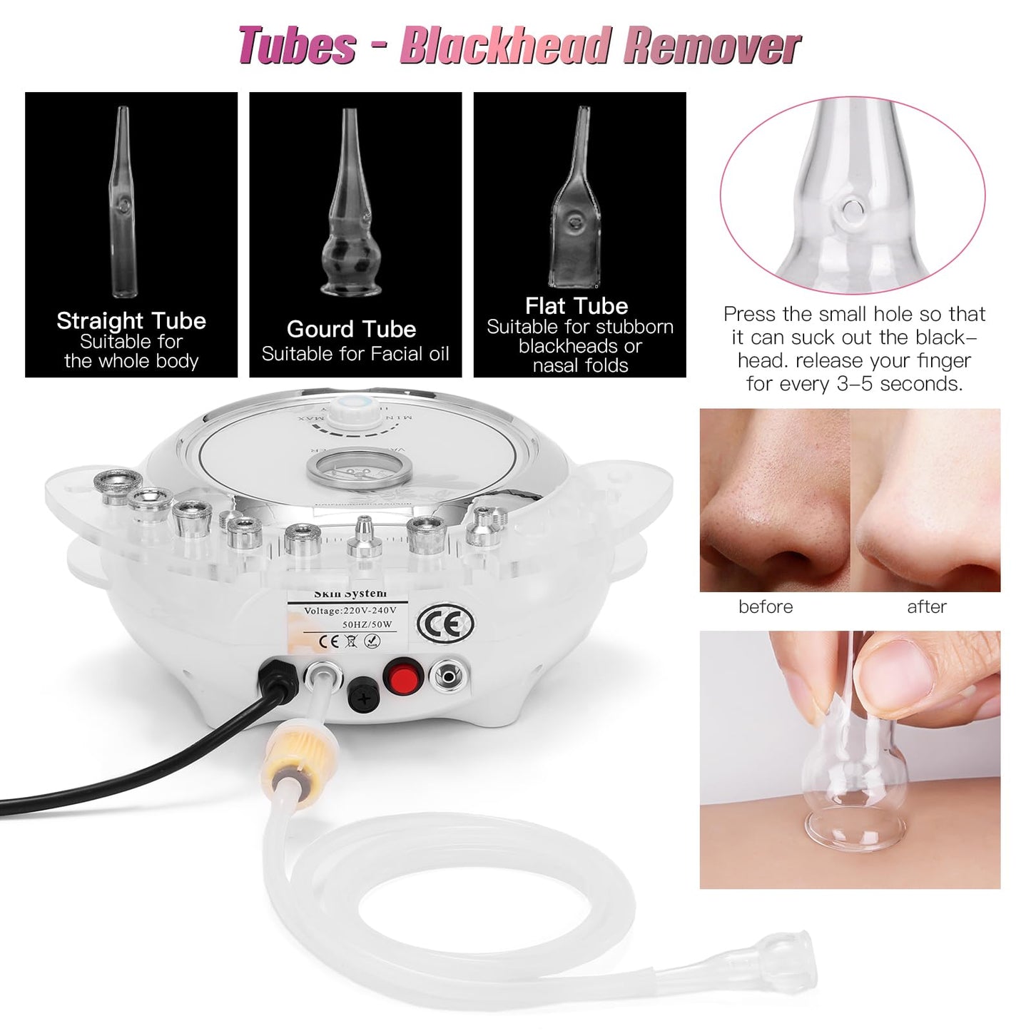 White Smoke 3 in 1 Diamond Machine, TopDirect Facial Skin Care Salon Equipment Beauty Device with Spray Gun (Strong Suction Power: 65-68cmhg)