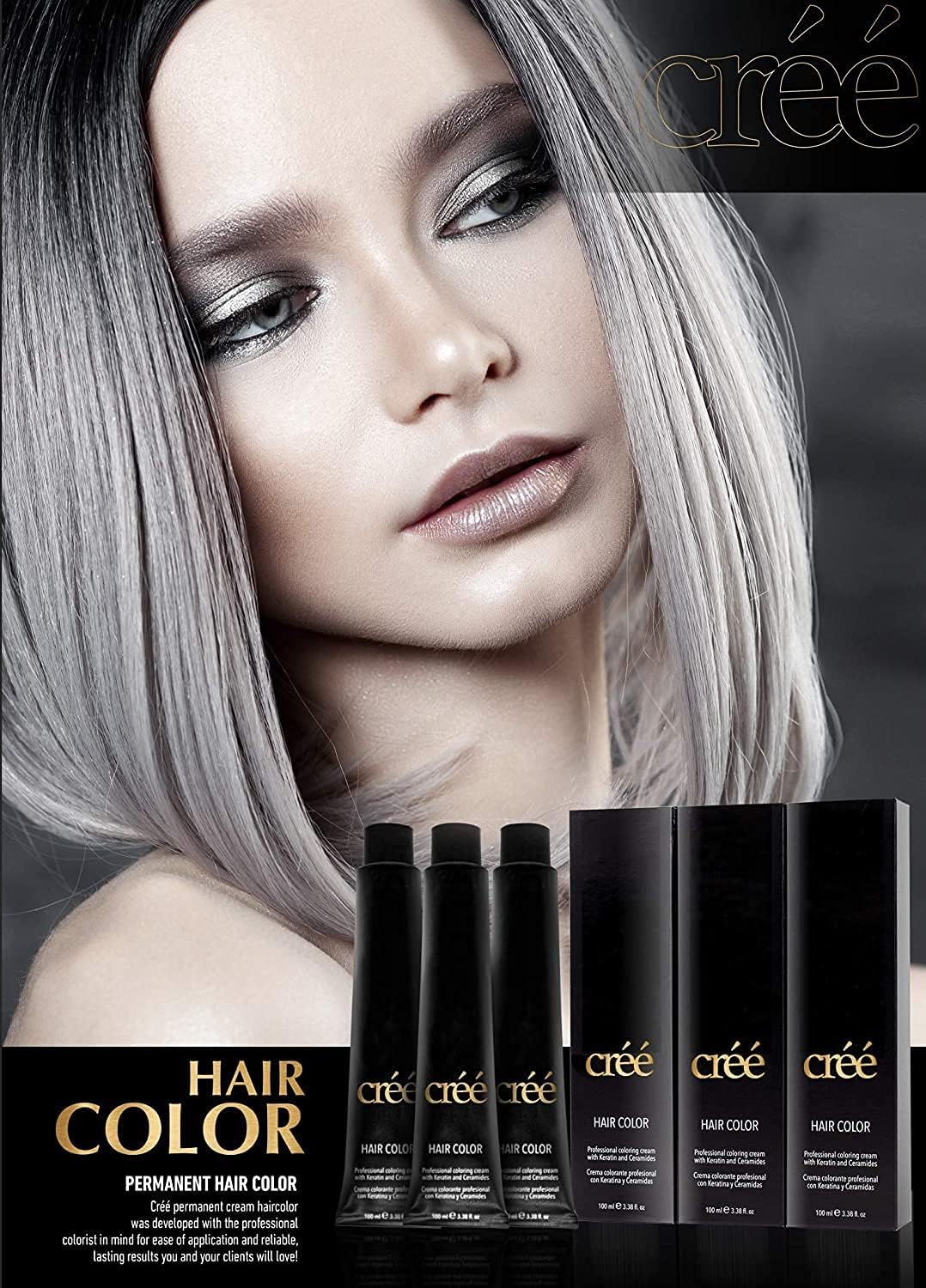 Black Cree Professional 7.44 - Intense Copper Blond Permanent Hair Color - Long Lasting, Rich Vibrant - Gray Coverage 100ml - 3.4 fl.oz.