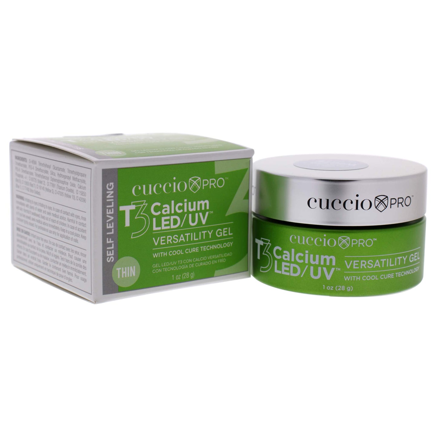 Gray Cuccio Pro T3 LED/UV Cool Cure Versatility Gel - Self-Levelling Gel With Calcium - Incredibly Flexible - Strong Adhesion - High Shine Finish - Fast Application - White - 1 Oz Nail Gel