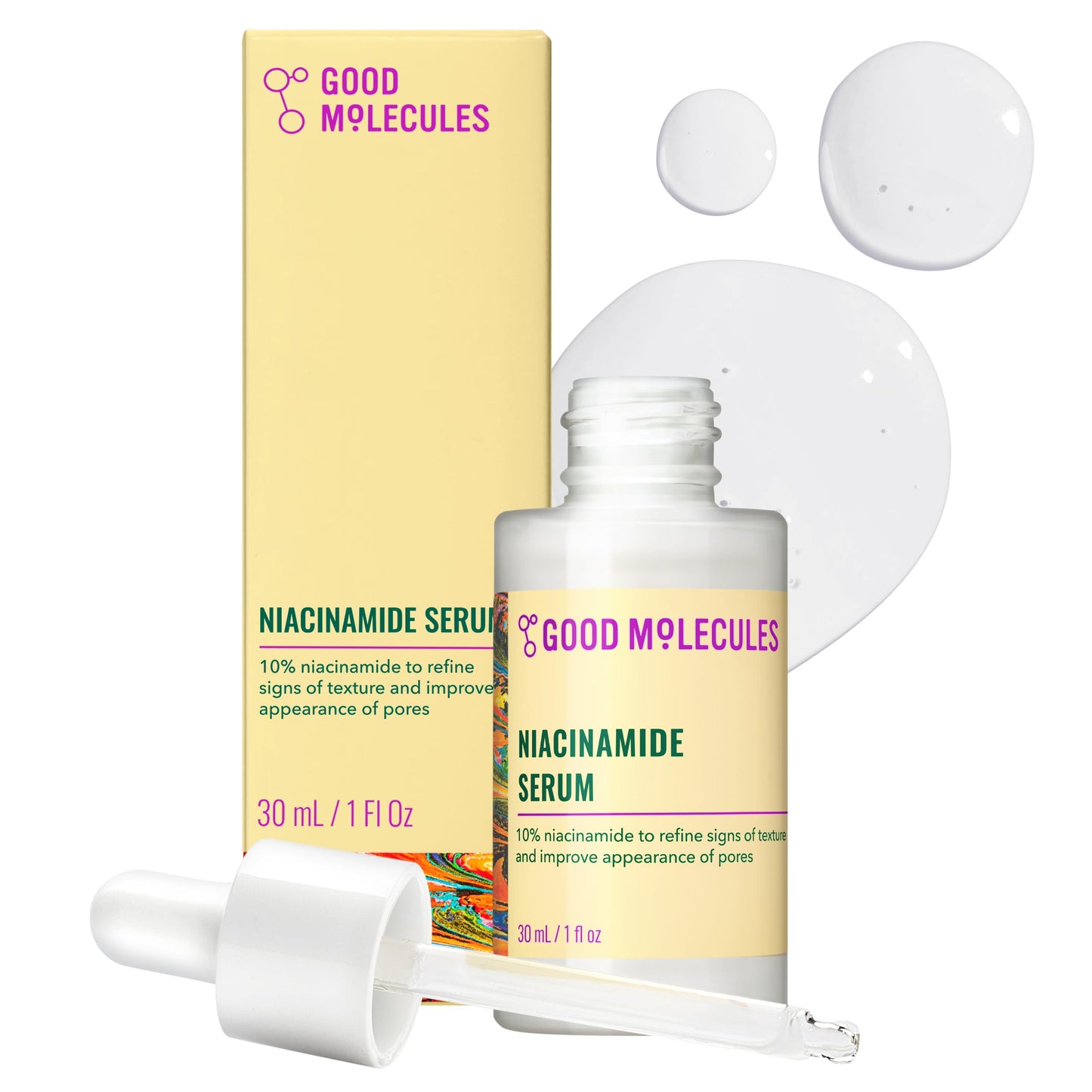White Smoke Good Molecules Niacinamide Serum - 10% Niacinamide to Target Blemishes, Nourishment, and Skin Tone - Ultra Hydrating Serum and Brightening Skin Care for Face