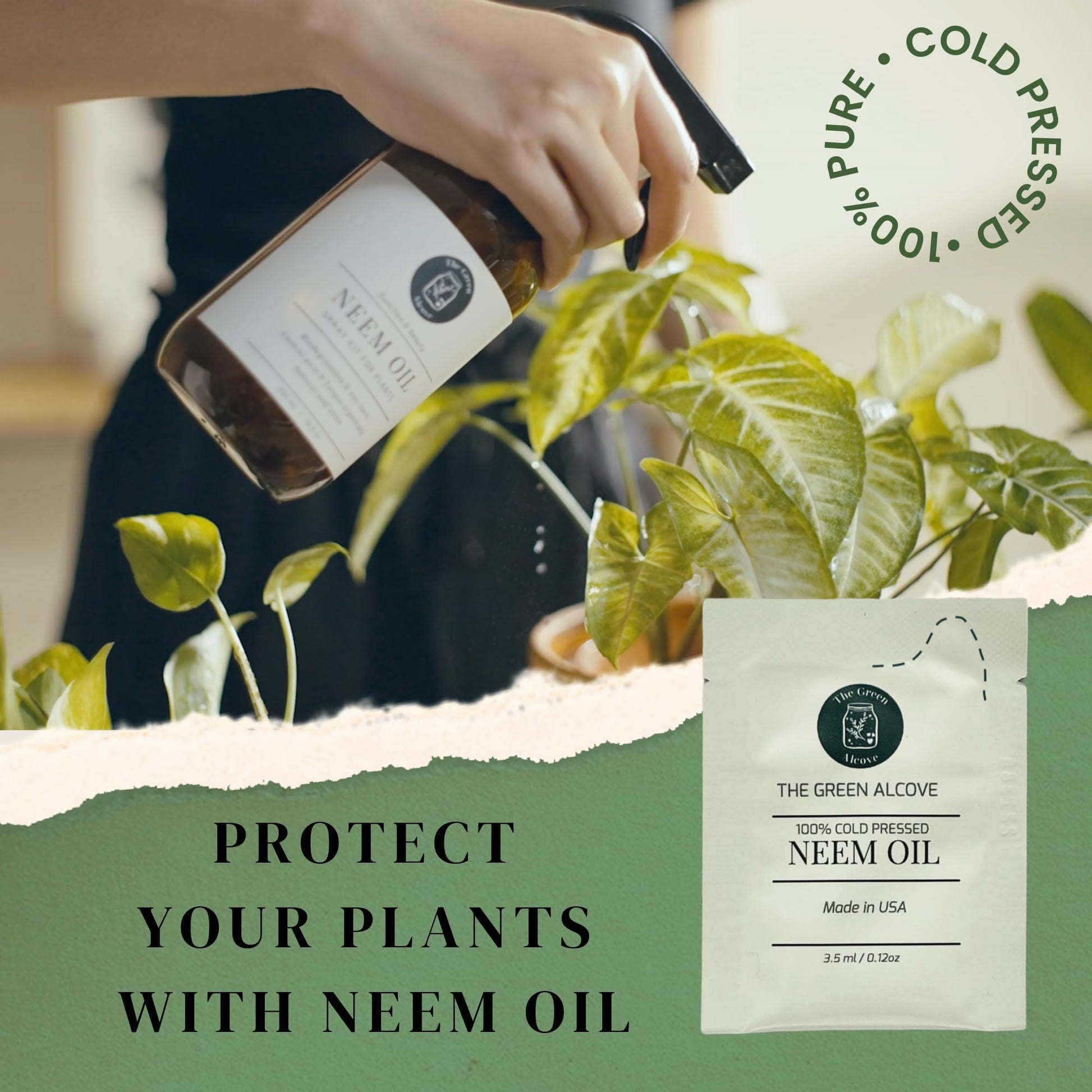 Dim Gray 100% Cold Pressed Neem Oil Spray Refill for Indoor and Outdoor Garden Plants, Makes 80 fl oz | The Green Alcove…